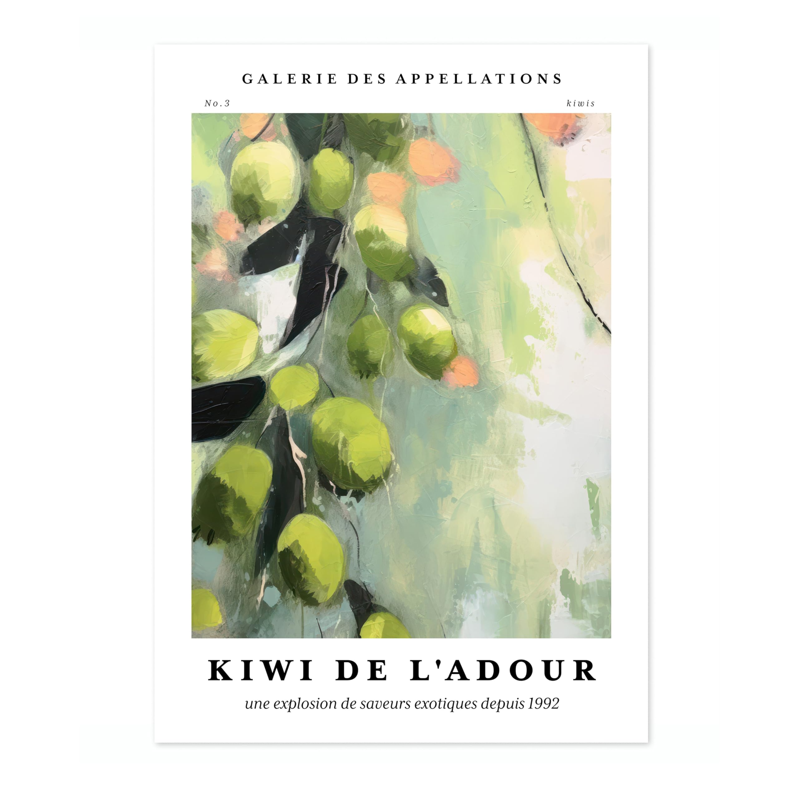 Kiwis - L'Adour Minimalist Abstract Poster Colorful Floral Prints Aesthetic Painting Modern Bedroom Bathroom Wall Decor, Archival Matte, A1 (Print Only) - 84.1x59.4cm
