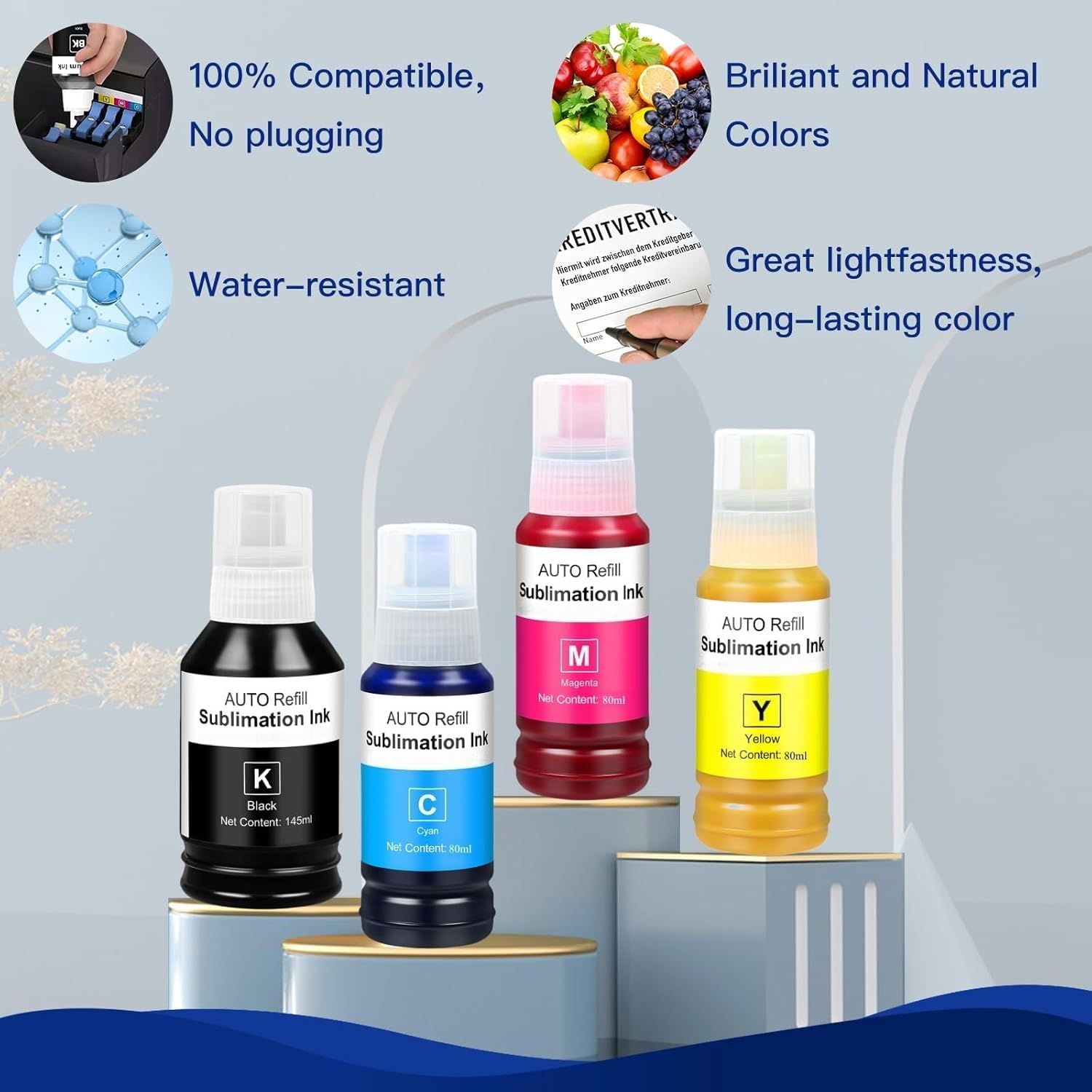 Atrament sublimacyjny 445 ml do Ecotank et-2800, atrament sublimacyjny Ecotank ET-15000, ET-2850 ET-2750 ET-3850 ET-4850 ET 2803 ET-2720 ET-2760 ET-2840 ET-3850 30 XP4 100, atrament