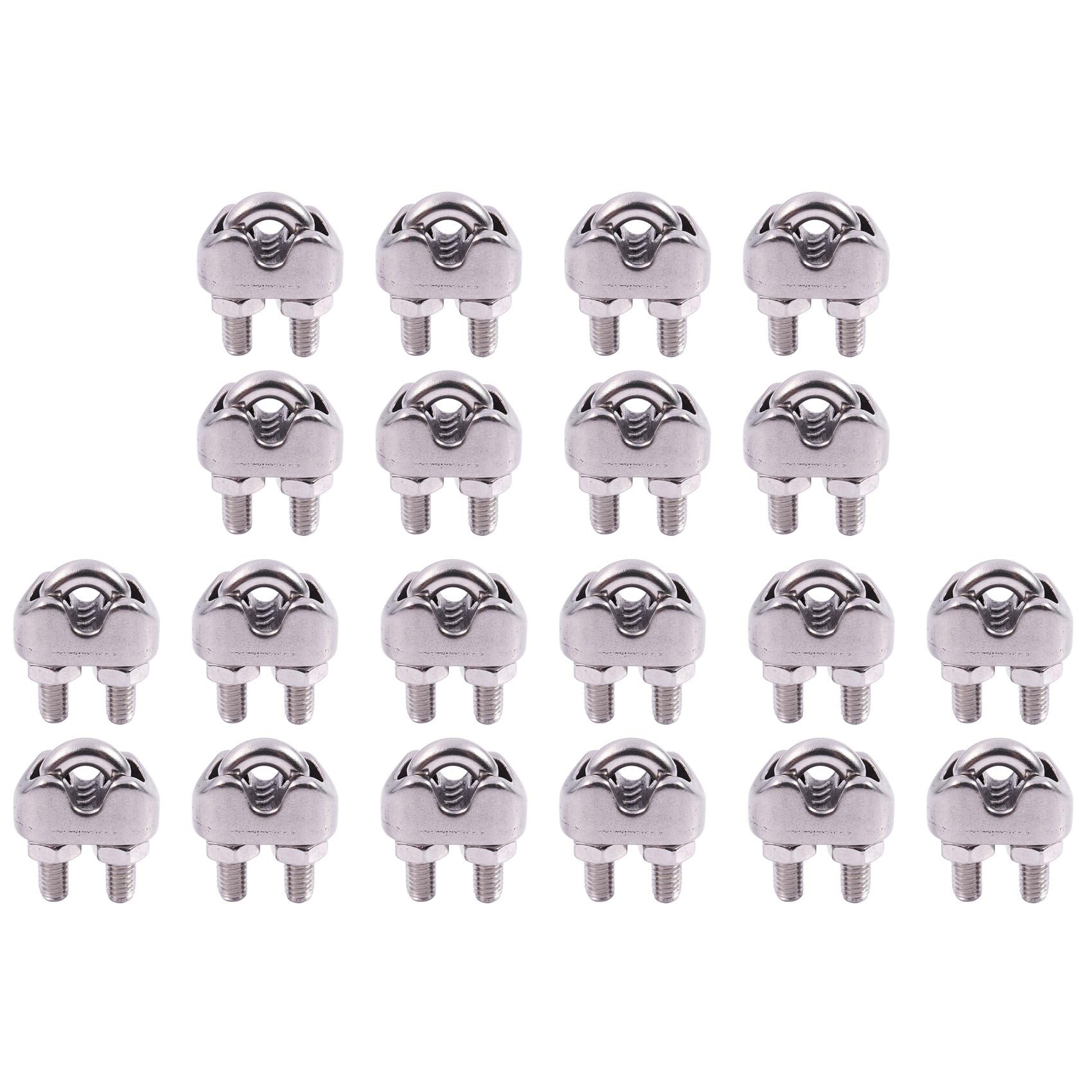 Jnchdghwa Silver-Colored 20Pcs Stainless Steel Cable Clip Saddle Clamp For Ropes 0.3Cm 3Mm Wire