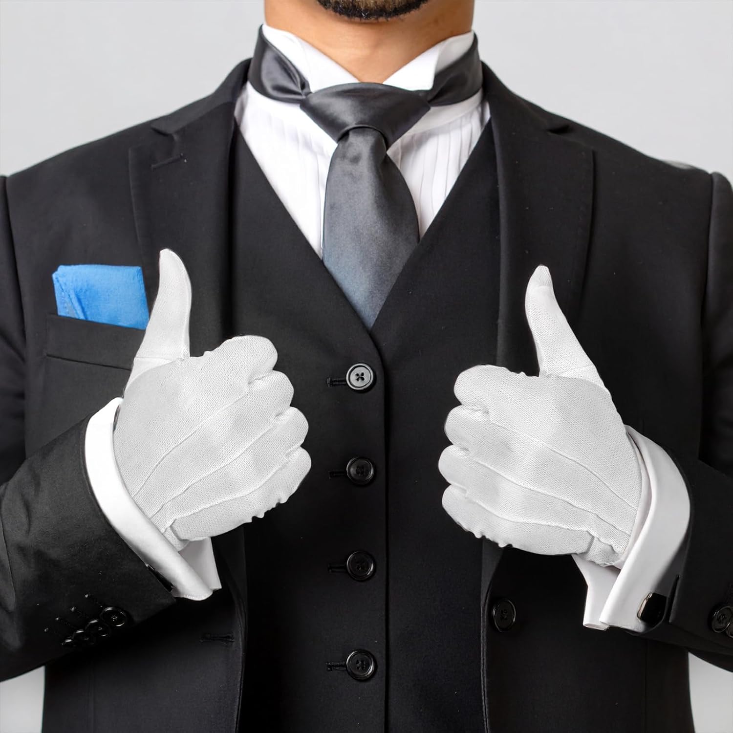 3 Pairs Gloves White,Soft and Adjustable White Gloves Costume with Buttons, for Police Uniforms, Honor Guards, Tuxedos, Coin Jewelry Silverware Inspection - Image 5