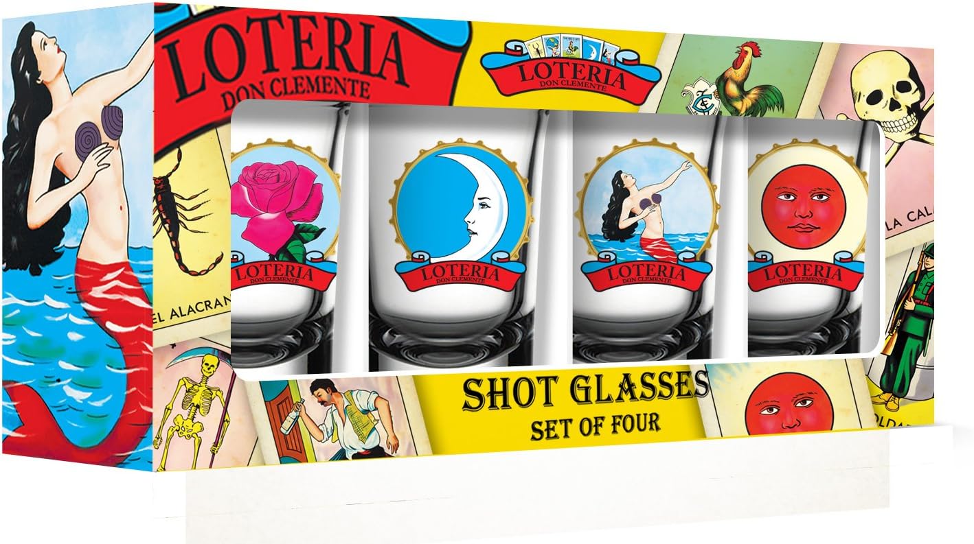 Loteria Female Characters Shot Glasses (Set of 4), Clear