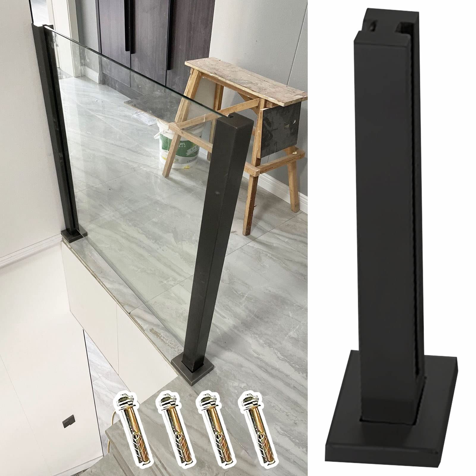 Poteau de balustrade carré pour balcons intérieurs et couloirs modernes