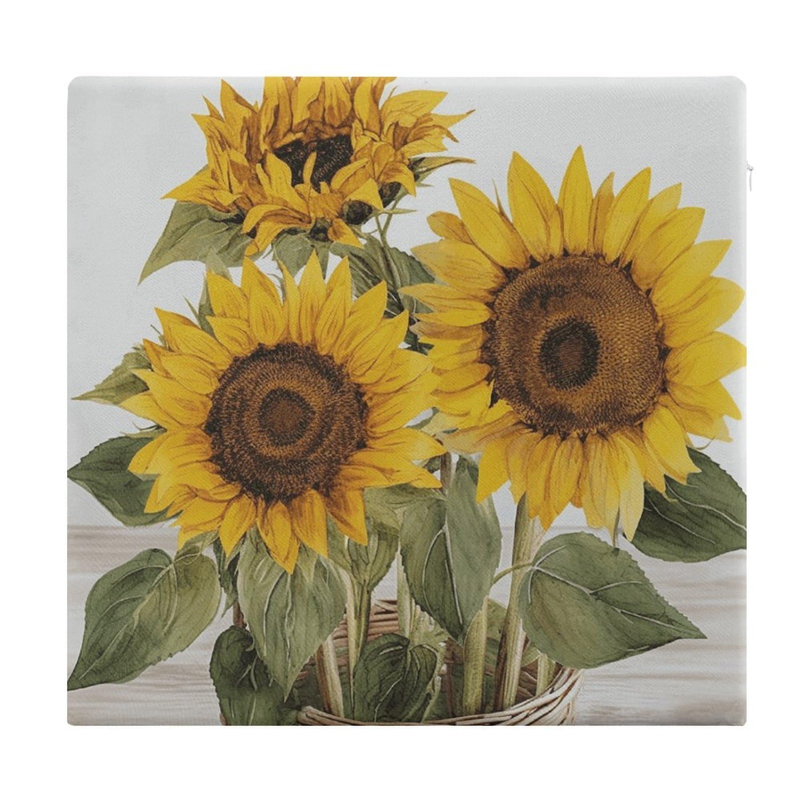 FekiLoot - Summer Sunflowers Outdoor Seat Cushion Square Memory Foam Non-Slip Comfort Meditation Cushion for Kitchen Dining Office Chairs