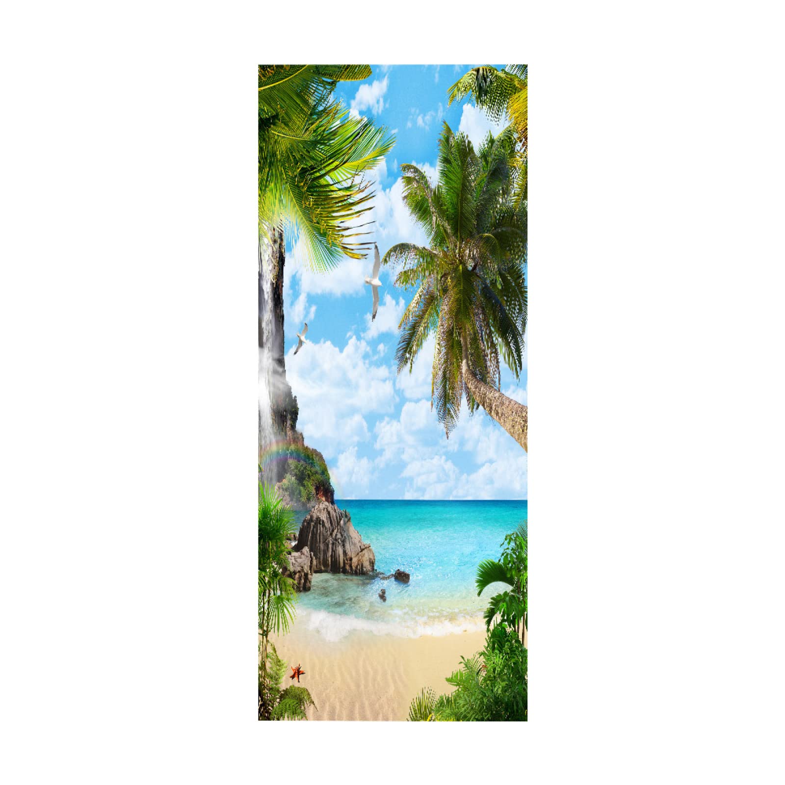 3D Door Stickers Beach and sea Mural Art Sticker Wallpaper Self-Adhesive Decals Removable Vinyl W85 x H205cm