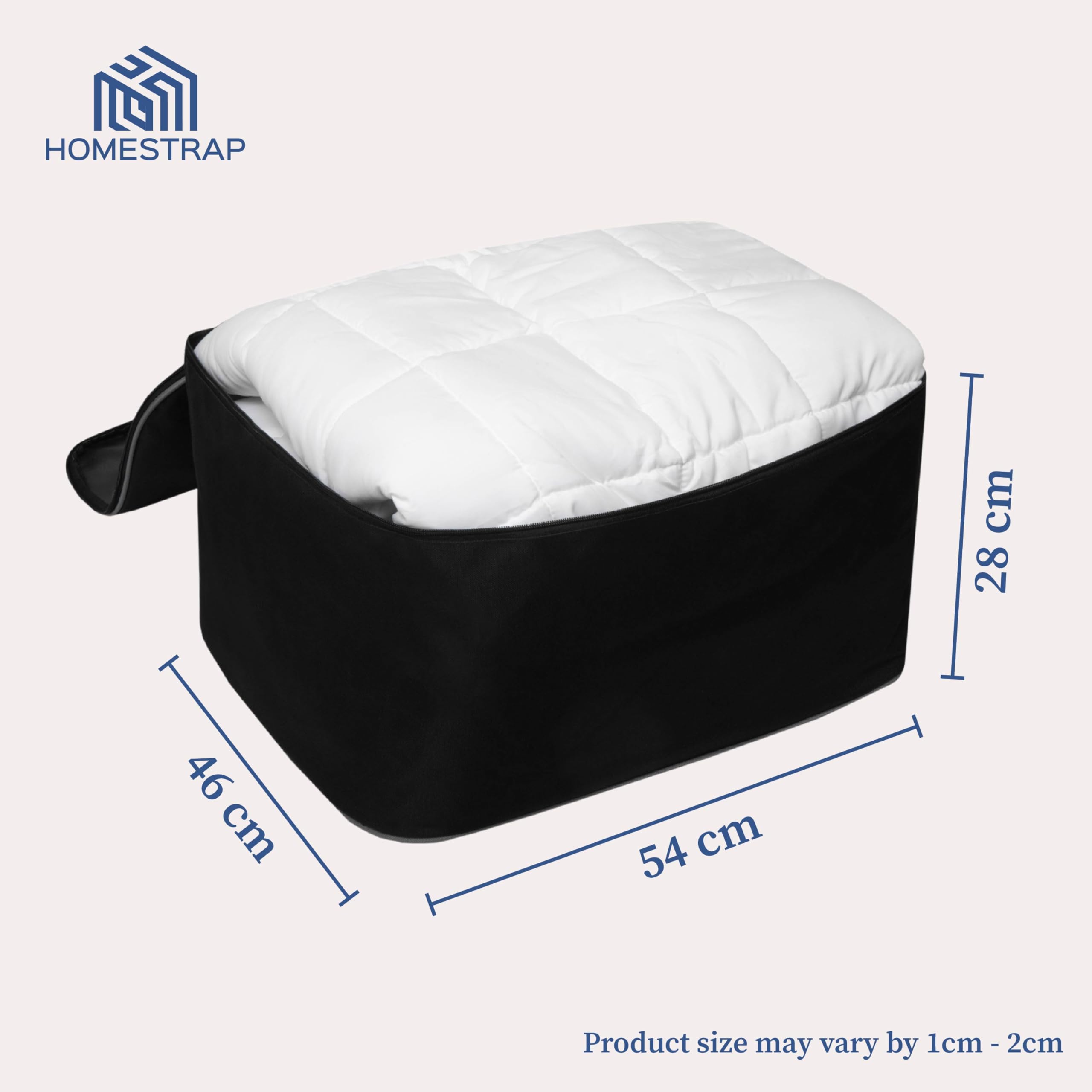 HomeStrap Bolsa de almacenamiento grande de nailon para debajo de la cama, funda organizadora para ropa, mantas, colchas, zapatos y libros con asa y cierre de cremallera, capacidad de 70 litros, negro