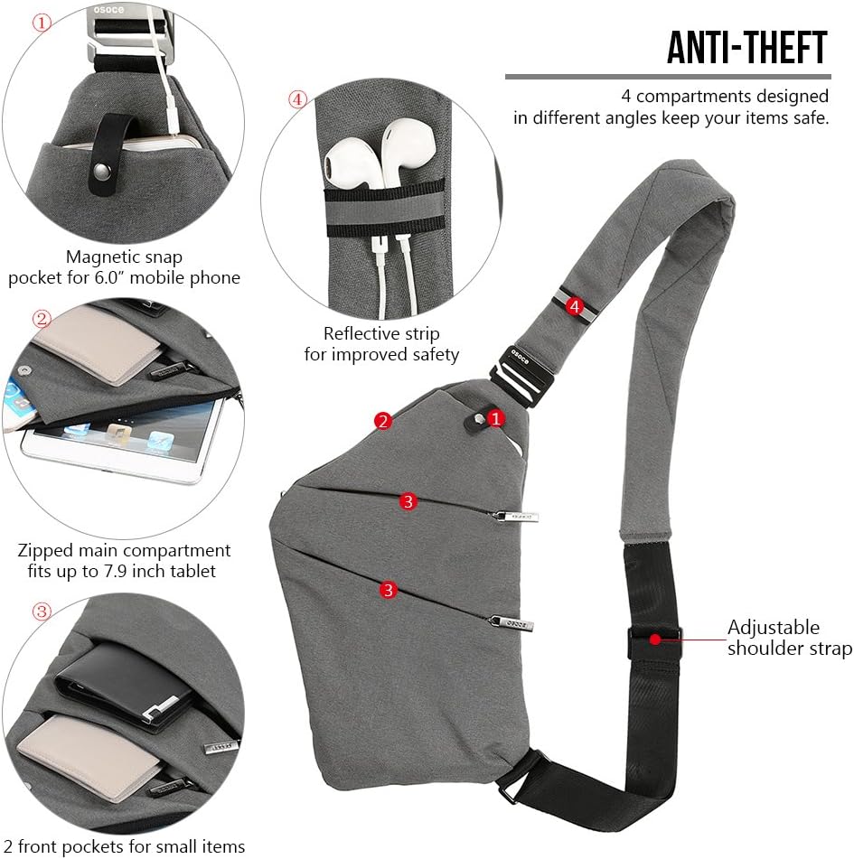 Lixada Sling Backpack Chest Bag Lightweight Outdoor Sport Travel Hiking Anti Theft Crossbody Shoulder Pack Bag Daypack - Image 3