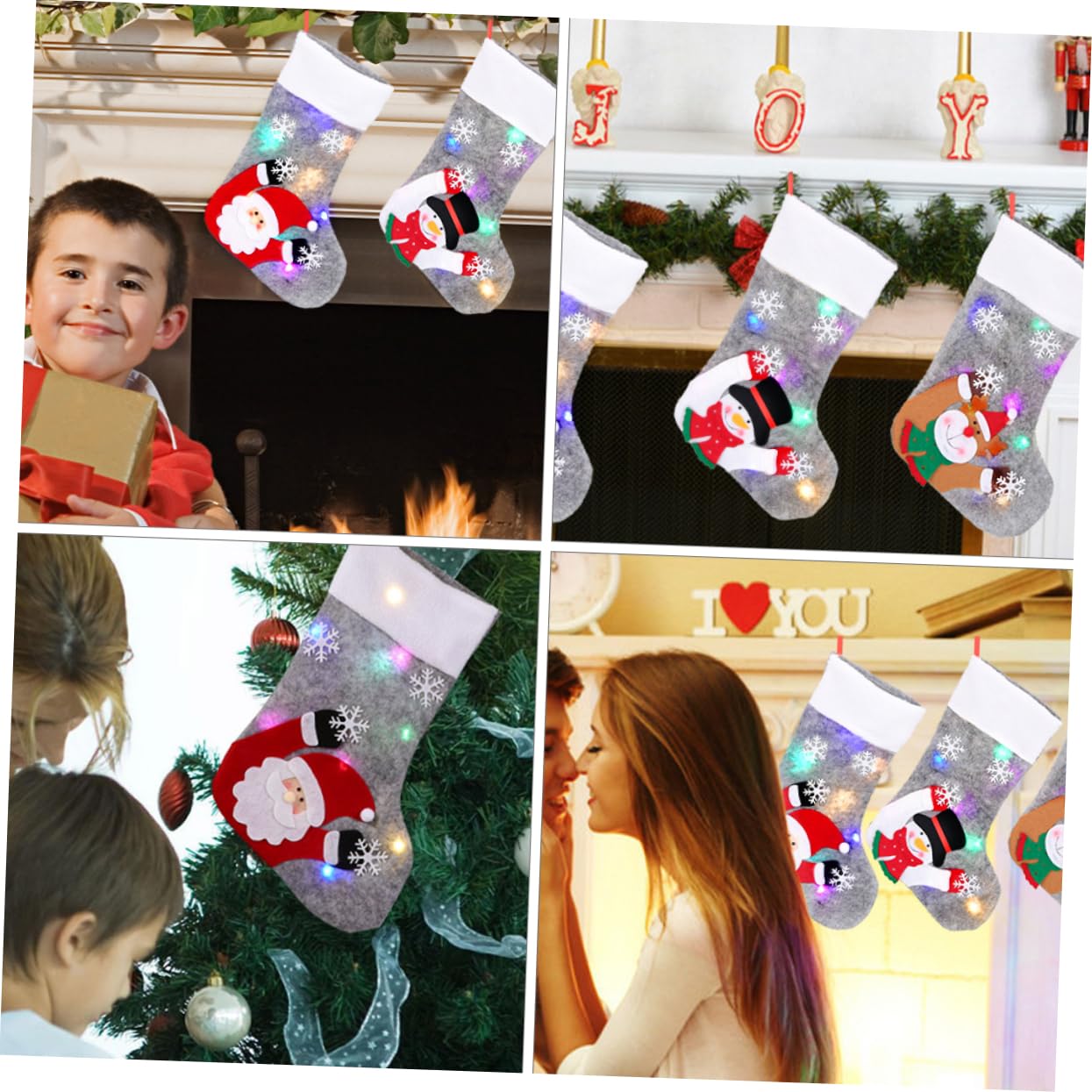 OUNONA 6stücke Leuchtende Weihnachtsstrümpfe Mit Und Weihnachtsmann-Muster Dekorative Geschenktüten Für Kamin Tür Und Weihnachtsbaum Für Festliche Dekoration