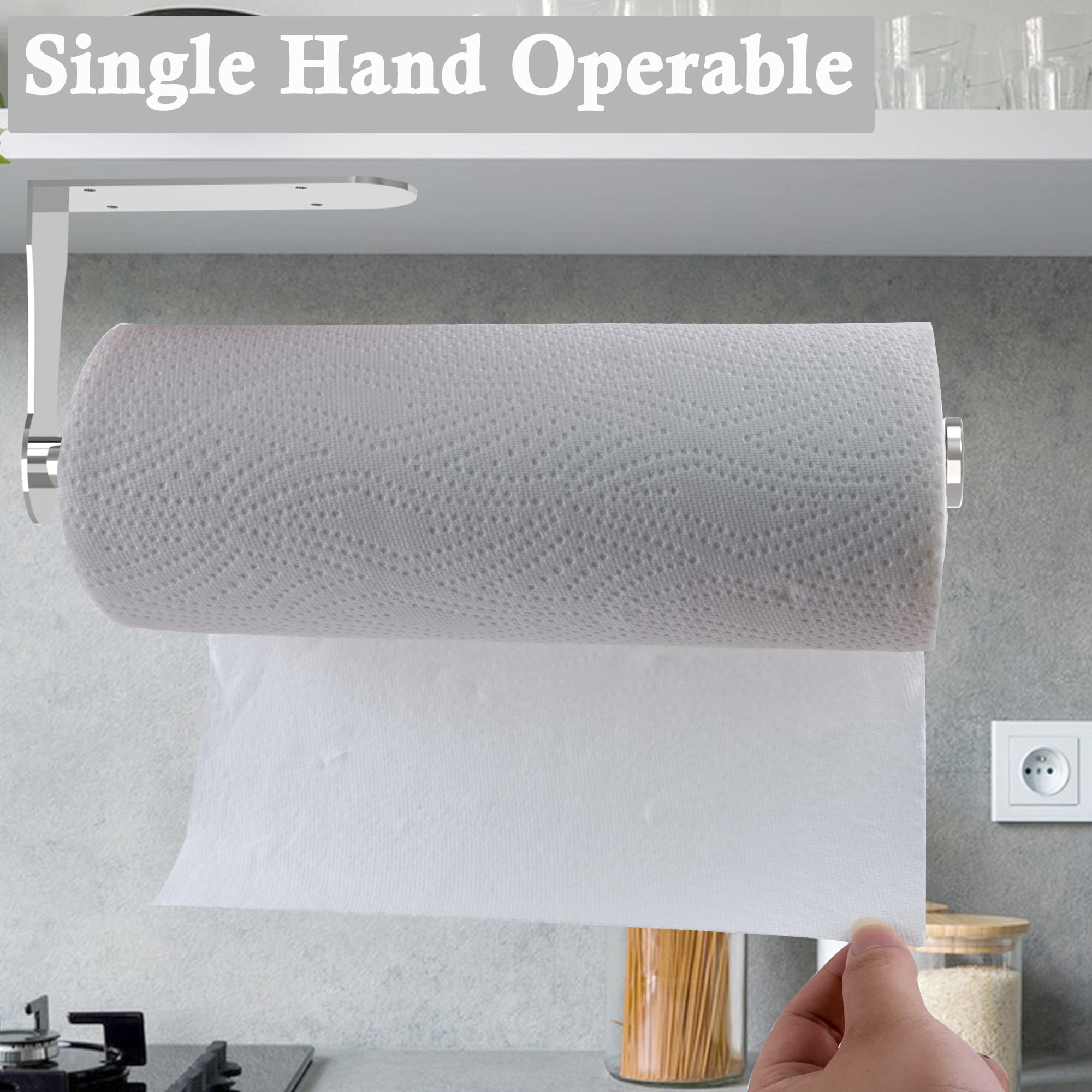 Under Cabinet Paper Towel Holder - Brushed Nickel, Wall Mountable, With Ratcheting Mechanism