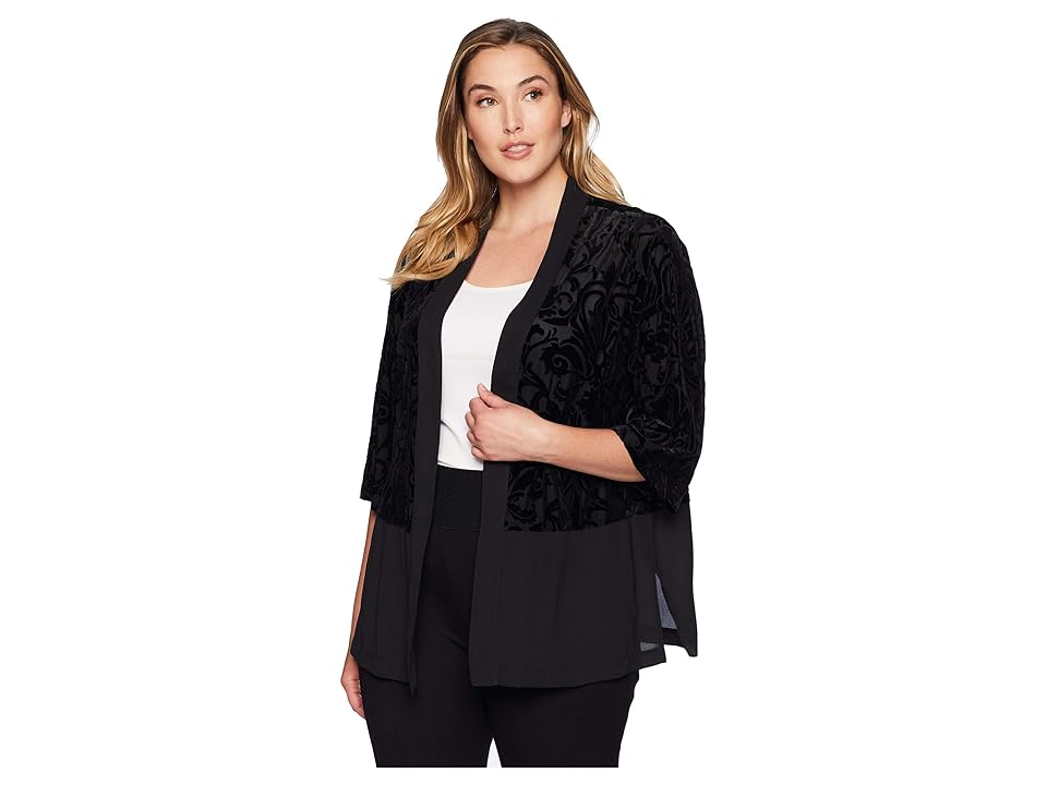 

Karen Kane Plus Plus Size Velvet Burnout Kimono (Black) Women's Clothing