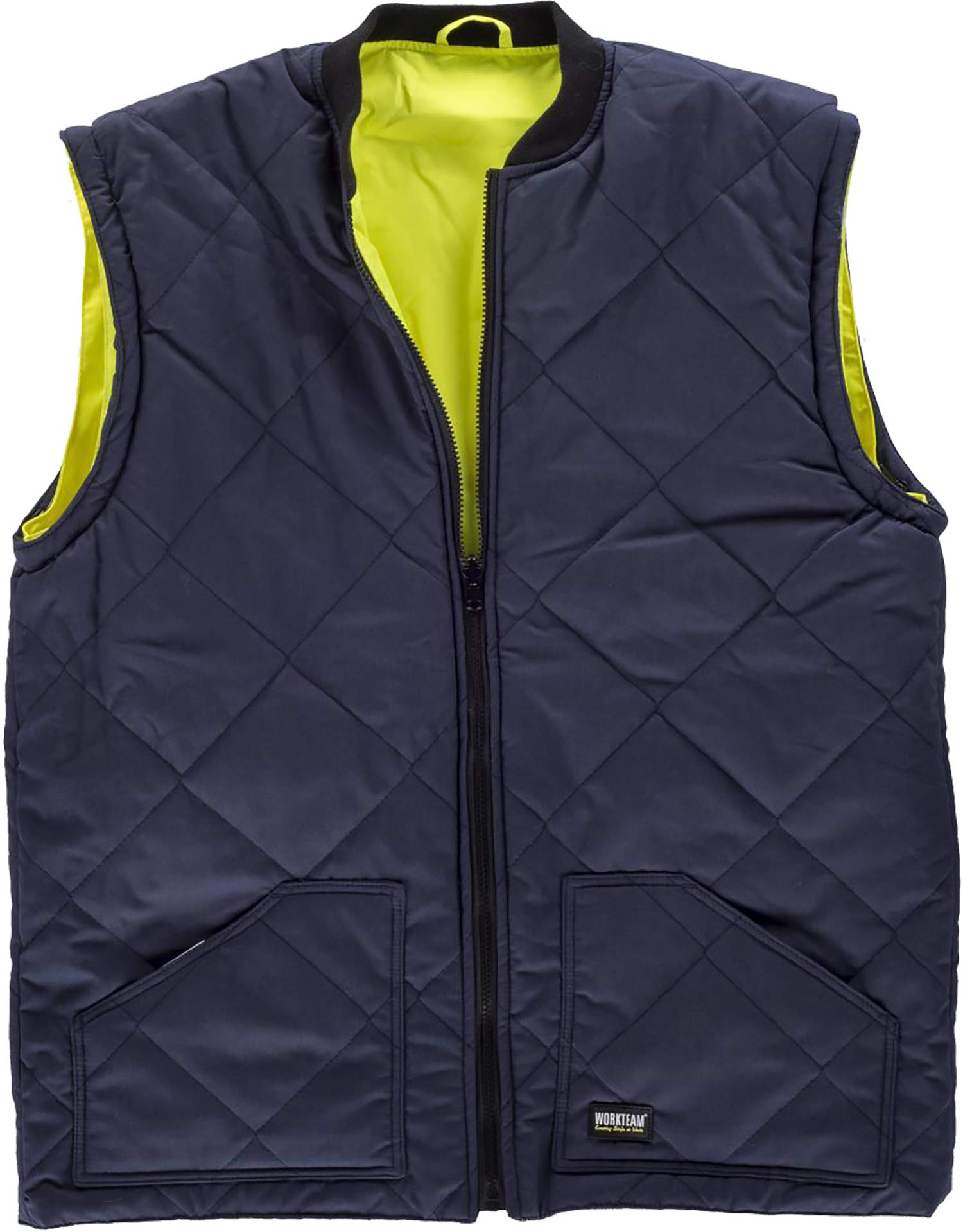 WORKTEAM Parka Convertible 5 en 1 Impermeable Alta Visibilidad, Reversible y Desmontable, con Cintas Reflectantes, Protección Frío y Lluvia. Hombre