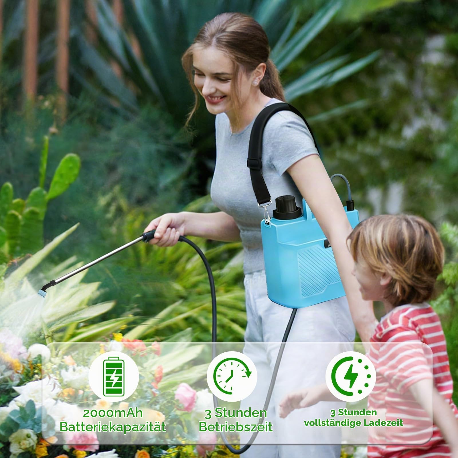 auvstar Elektrische Gartenspritze Akku Drucksprüher 8L