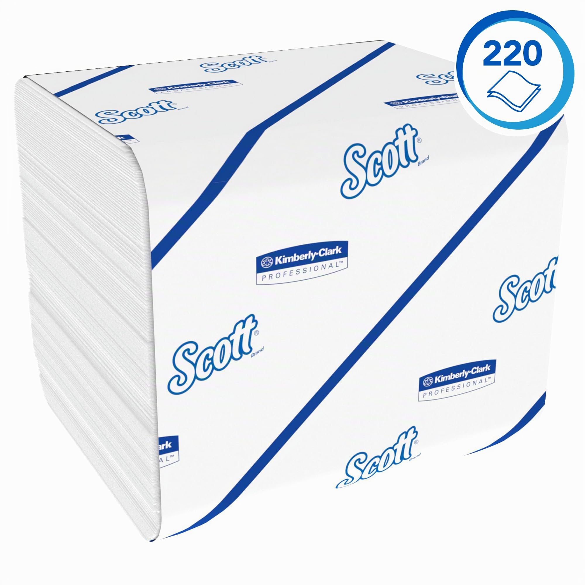Scott Control Einzelblatt-Toilettenpapier 8509, 2-lagiges, FSC-zertifiziertes Toilettenpapier für eine umweltbewusste Hygiene, 36 Packungen x 220 (insg. 7.920 Blätter)