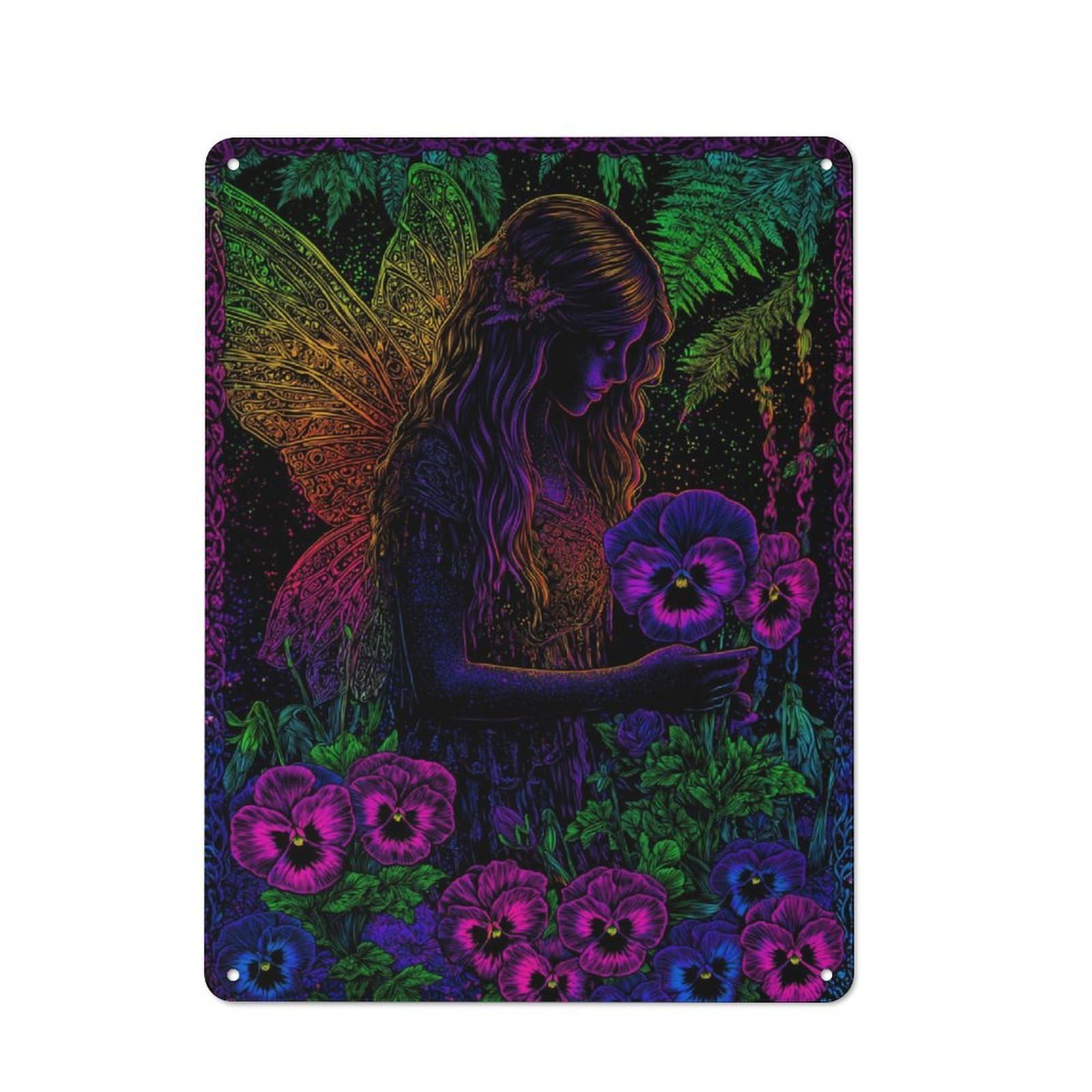 Junmoney Rainbow Fairy Garden Tin Wall Plaque 40X30cm With For Bar Or Restaurant, Autumn Wall Decor For Hospitality Decor Collectors