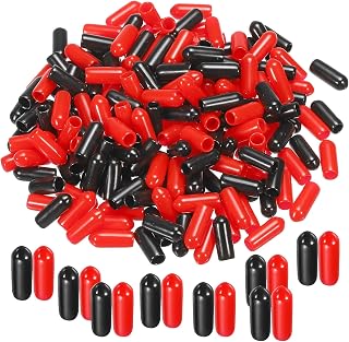 MECCANIXITY 200pcs Rubber End Caps Cover Assortment 3/16 inch Vinyl Screw Thread Protector for Screw Bolt Black Red