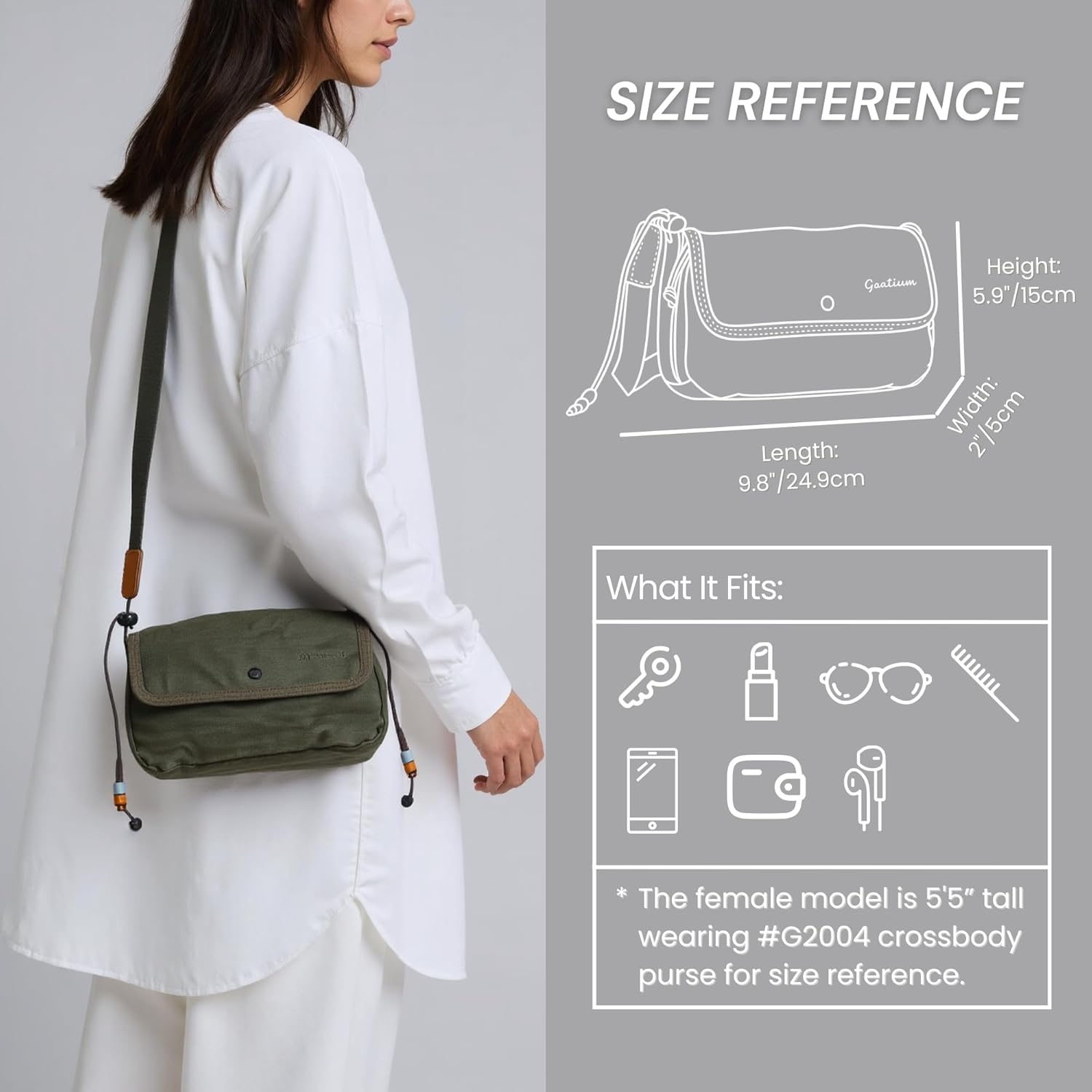 GOOTIUM Canvas Small Crossbody Purse - Flap Shoulder Bag Daily Essentials Pouch - Image 3