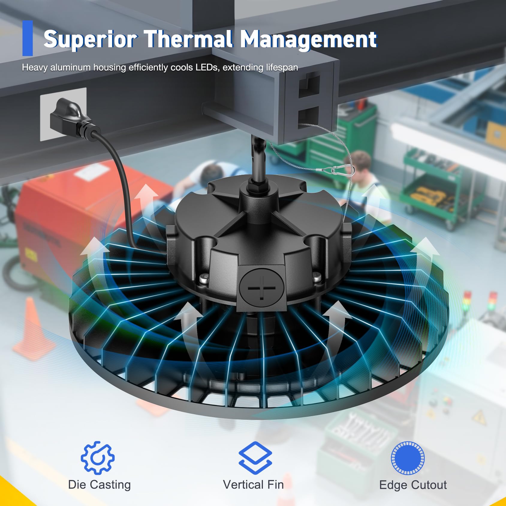 16-Pack Highbay LED Shop Light 200W 160W 120W 3-Wattage 4500K 5000K 5700K 3-CCT Hibay Fixture Motion Sensor Interface — view 8