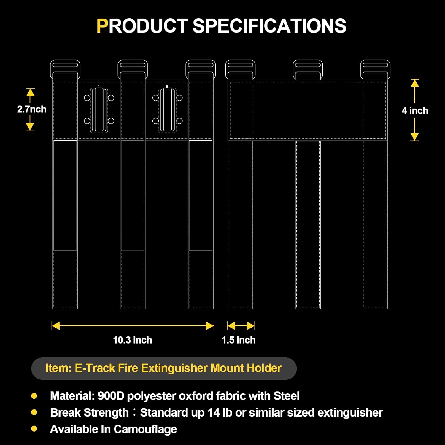E-Track Fire Extinguisher Mount Holder for Cargo Trailer and Truck| Fire Extinguisher Mounts& Brackets up to 15 lbs|e Track Tool for Safety(Pack of 2