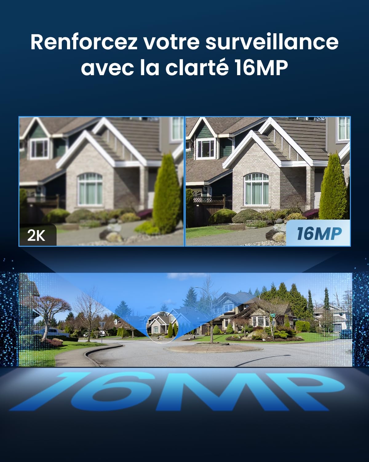 Reolink 16MP Caméra Surveillance WiFi, Panorama à 180°, Wi-Fi 6 Bi-Bande 2,4/5 GHz, Trajectoire Intégrée, Vision Nocturne Couleur, Détection Intelligente, Enregistrement 24/7, Etanche IP67, Duo 3 WiFi