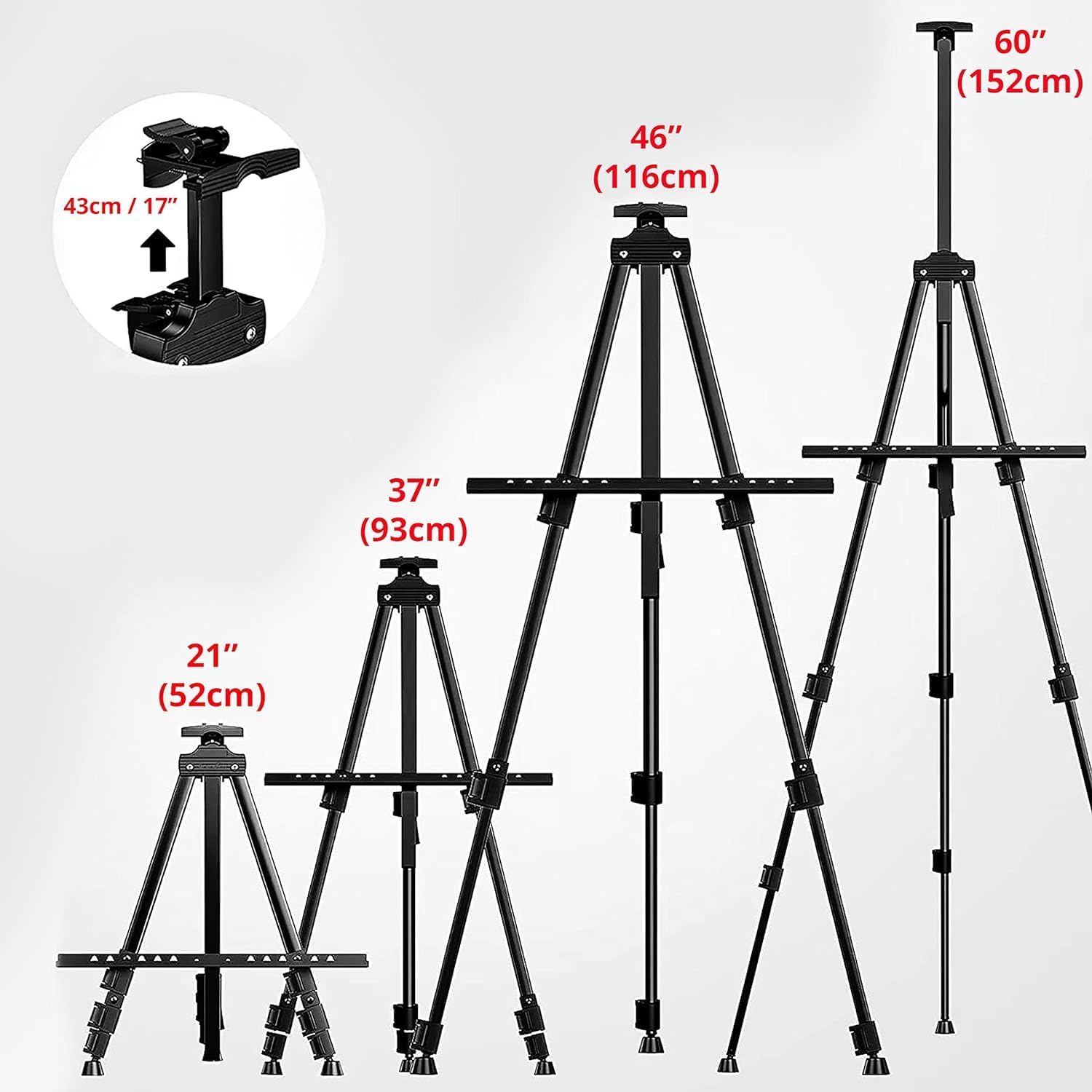KRYTONE® 5feet Easel Stand for Painting Easel Stand for White Board with Adjustable Height & Angle Indoor & Outdoor Advertisement Board (Metal)