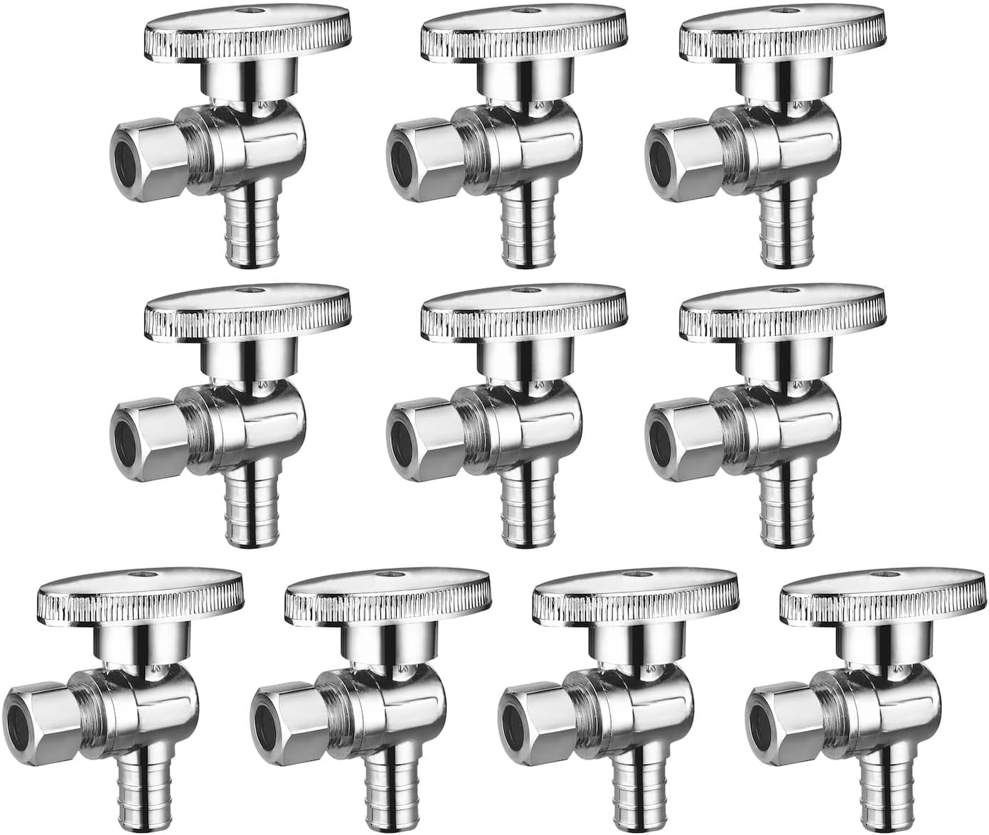 (20 Pack) Angle Stop Valve 1/2" Nominal Compression x 3/8" OD, 1/4-Turn Shut Off Valve, Chrome Plated Brass, for Bathroom Toilet Kitchen Shower Plumbing