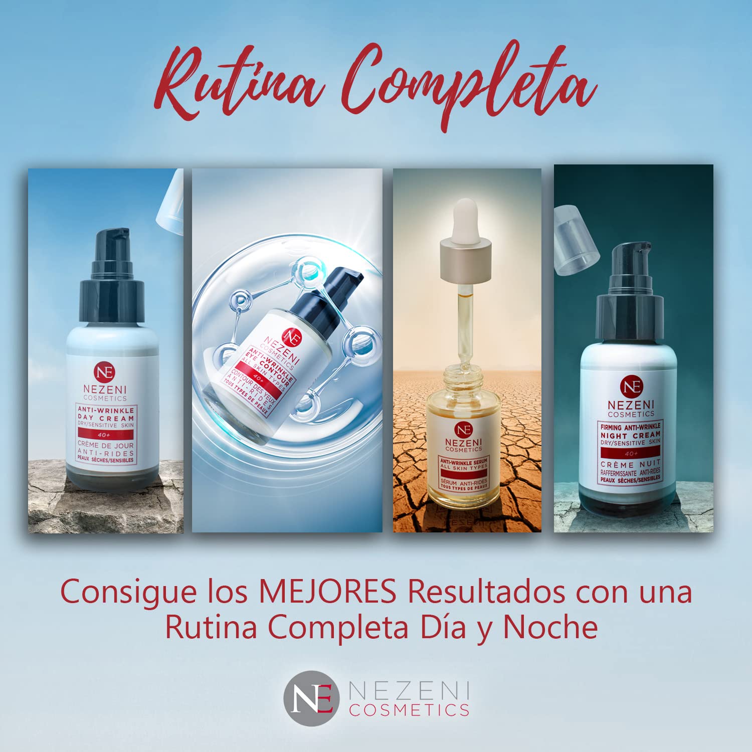 Nezeni Crema Facial Antiarrugas Mujer/Hombre 17 Principios Activos | Rellenador Arrugas Profundas | Crema Antiarrugas Día Reafirmante Para Cara, Cuello y Escote | Piel Normal, Grasa y Mixta