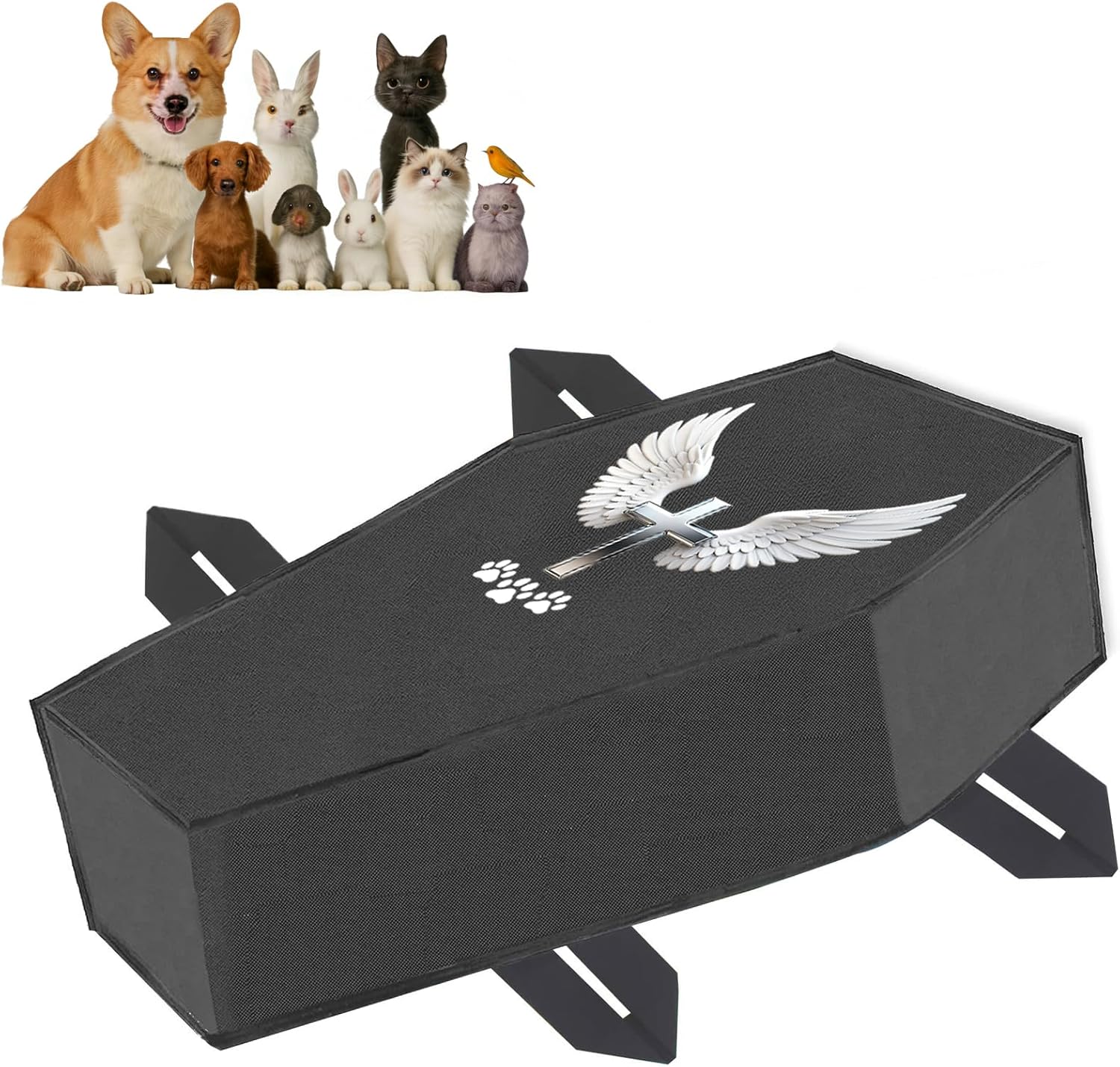 Pet Casket Burial Bag, Eco Friendly Pet Body Bag, Small Dogs and Cats Casket for Burial and Cremation, for Pet Under 20 lbs, Black