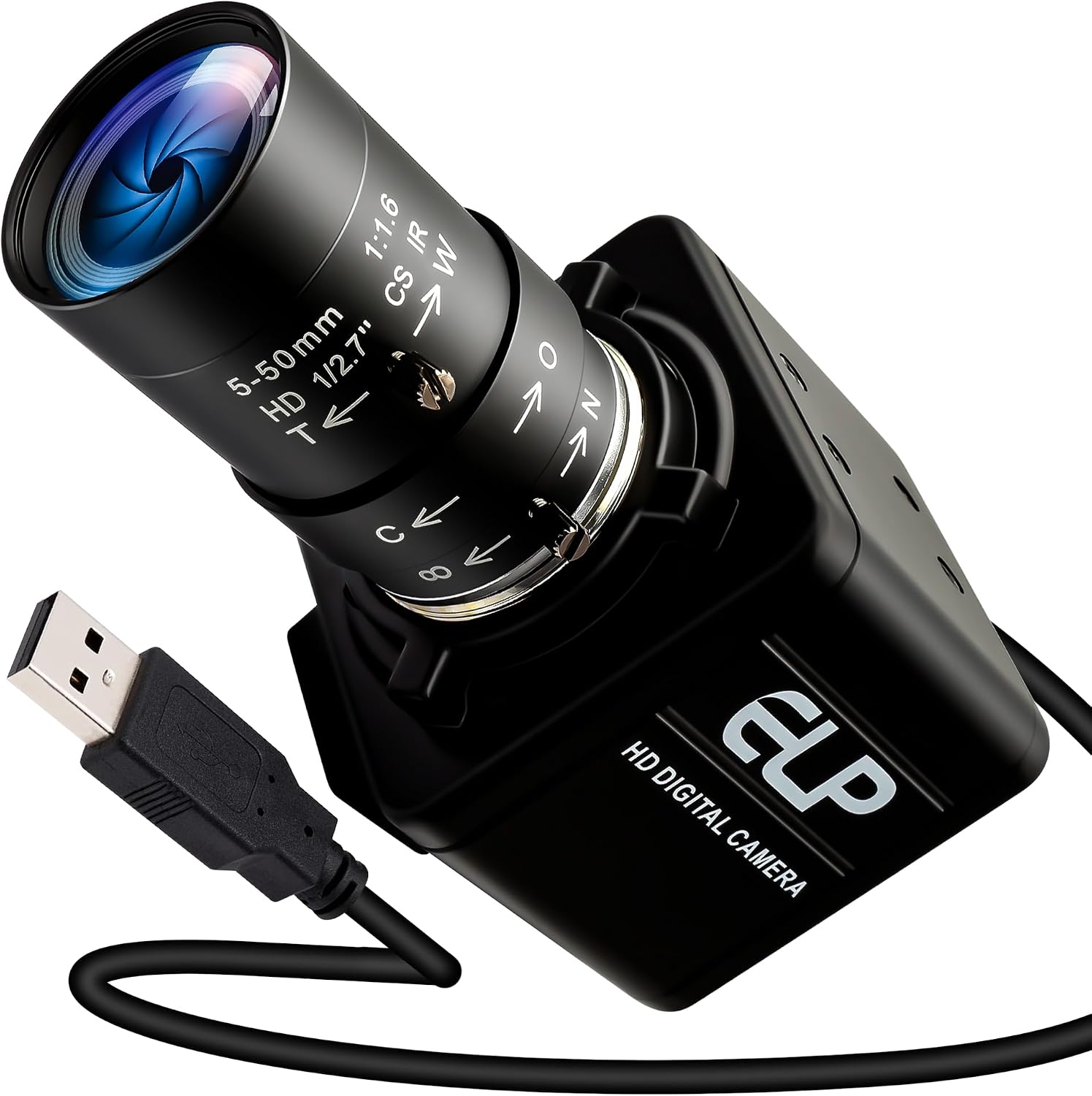 Global Shutter 90fps USB Camera 10X 5-50mm Varifocal Lens High Speed UVC Webcam, Golf Swing&3D Printer Machine Industrial Vision Camera, Plug and Play for Laptop, Android and Raspberry Pi