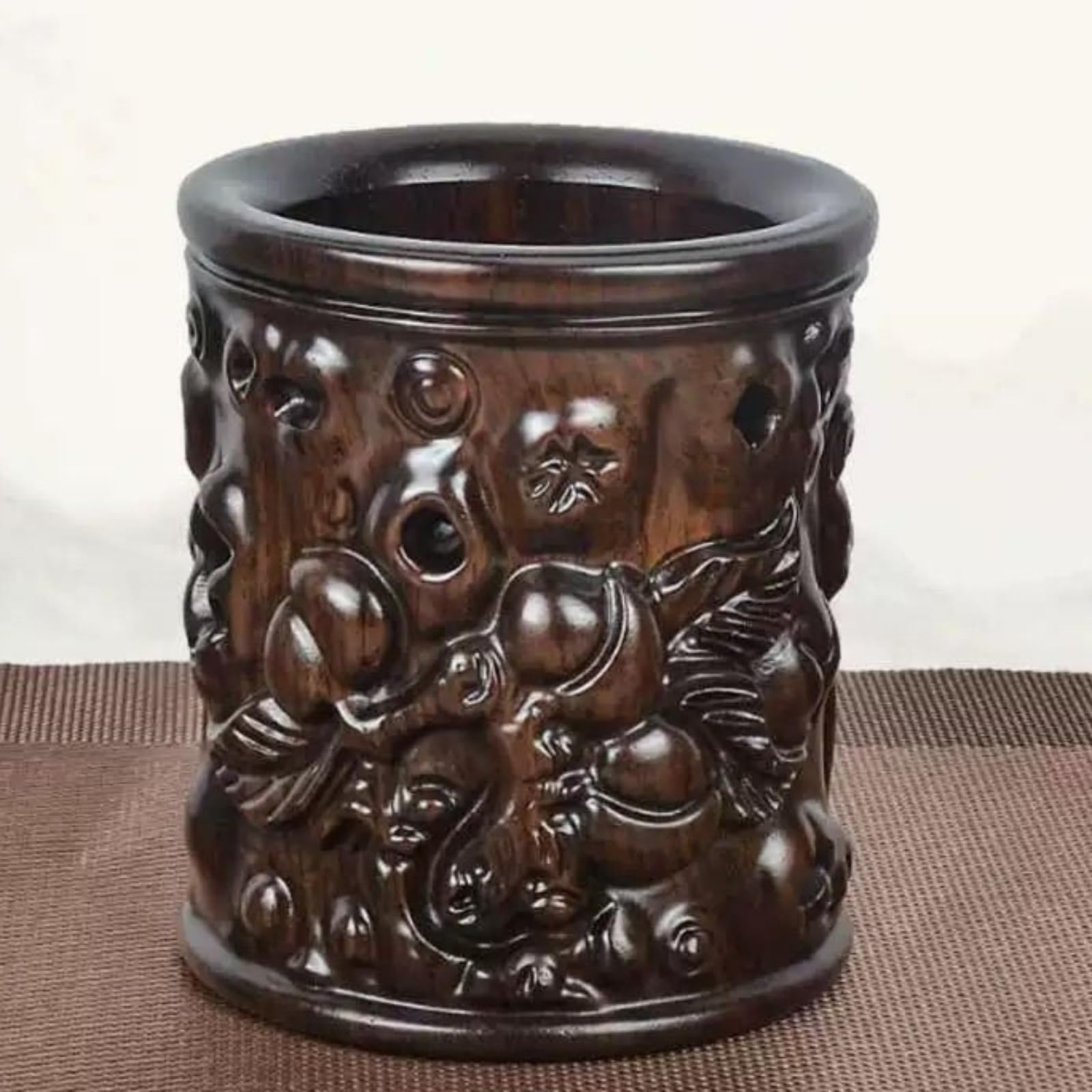 Portapenne in legno massello, 12,5 cm, ornamento in legno per ufficio