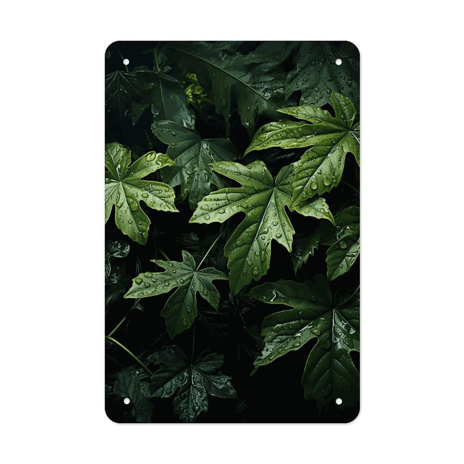 QMNLKH Green Leaves Pattern Plaques for Wall Decor, Personalized Metal Tin Sign for Home, Multifunctional Poster for Office, Fashion Painting for Hallway, Wall Art Pictures, 7.9x11.8Inch