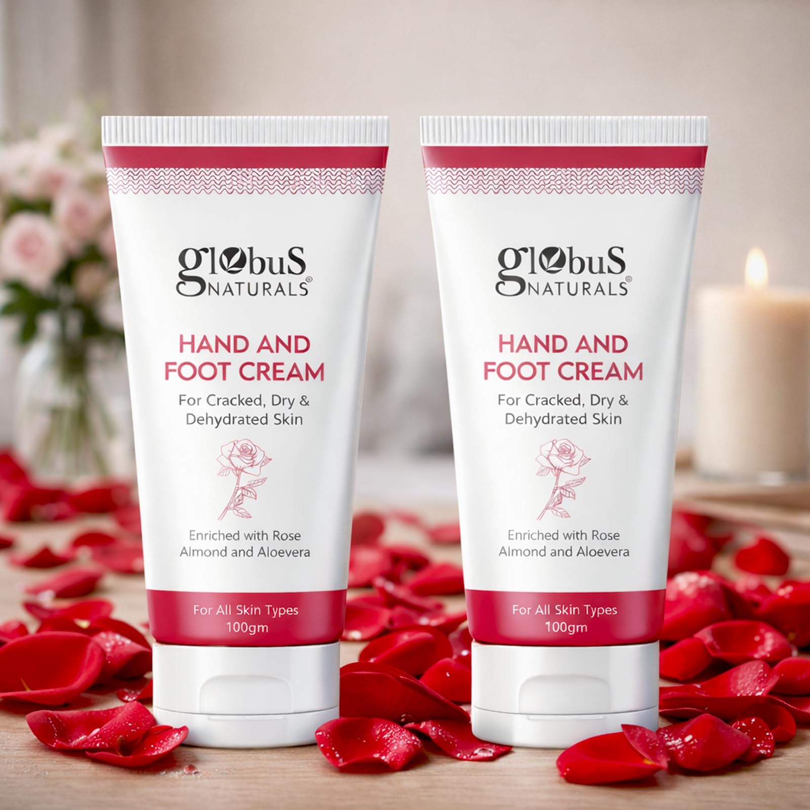 Globus Naturals Nourishing Hand & Foot Cream, Enriched with Rose & Anantmool, For Nourished, Moisturised Hands & Feet, Suitable for All Skin Types 100 gms (Pack of 2)-image-10