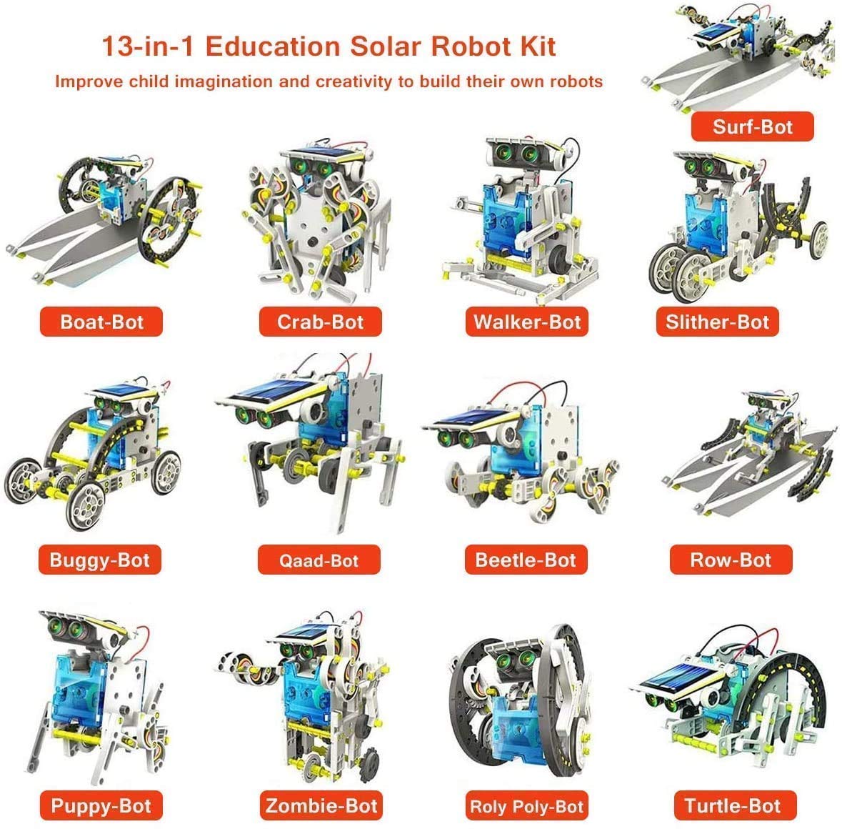 Sevriza Toys for 5-10 Year Old Boys and Girls, 13-in-1 Education Solar Robot Toys Solar & 13 in 1 Magnetic Family Board Game. 1