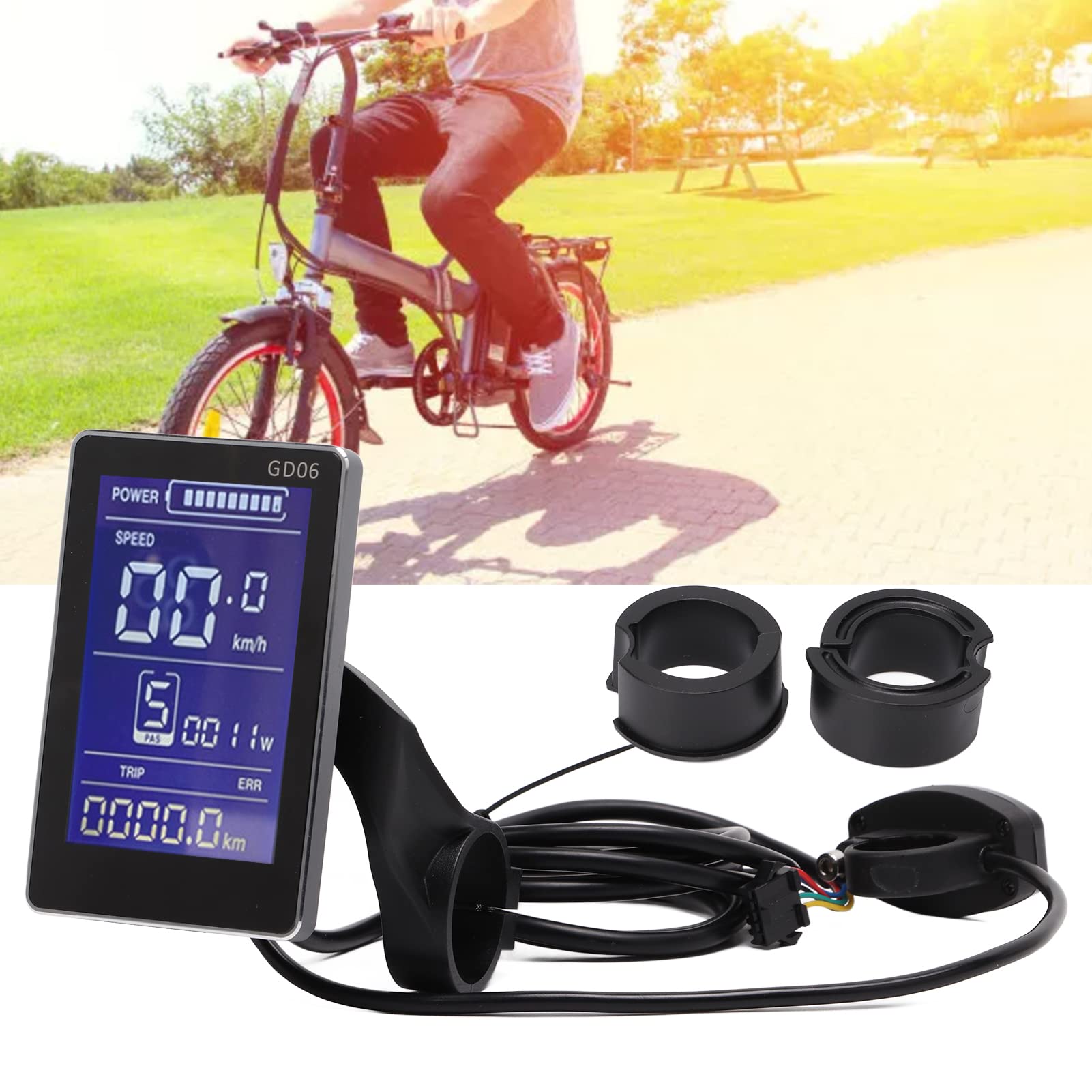 Akozon Tachimetro per Computer Elettrico GD06 con Display LCD per Bici Elettrica con Riparazione di Modifica Congiunta 36V 48V - Sport e Tempo Libero