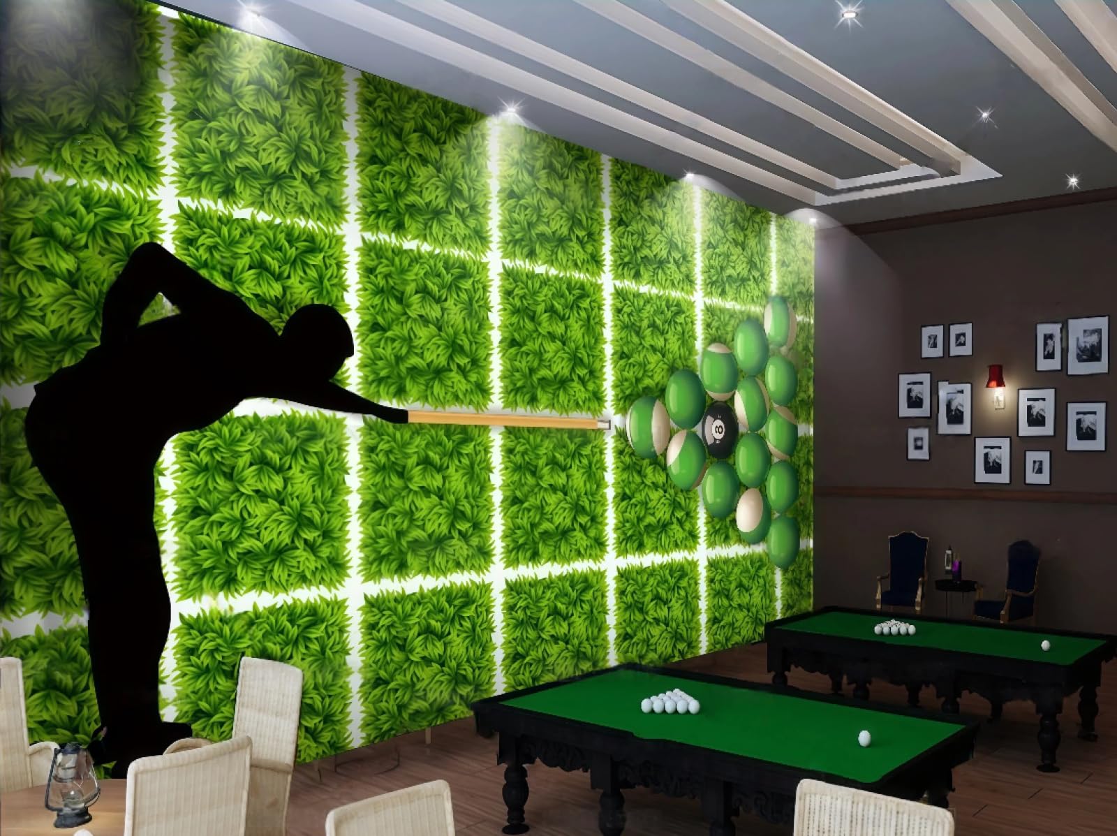 Papier peint salle loisirs pour agrandir un mur sombre