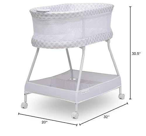 Vista 10 de Delta Children Sweet Dreams - Cuna portátil con malla de flujo de aire, con luces de vibración y música, gris infinito