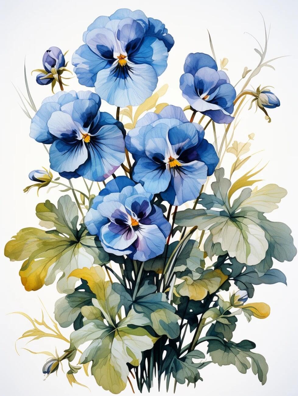 RKFLGEW 14CT Stamped Cross Stitch Kits Colorful Pansy Flowers Embroidery Kit for Beginners Adult DIY Cross Stitches Needlepoint Set Home Decoration 40x50cm