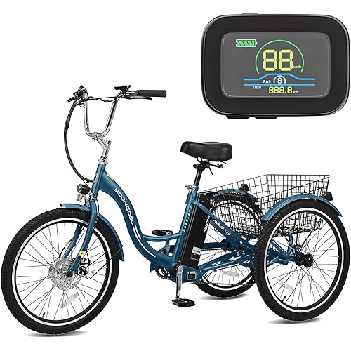 ABORON Electric Tricycle for Adults, 3 Wheels Ebike with Lithium Battery, 7-Speed E-Trike for Adults, Seniors with Large Rear Basket for Commuting, City, Cargo and Outdoor Adventures