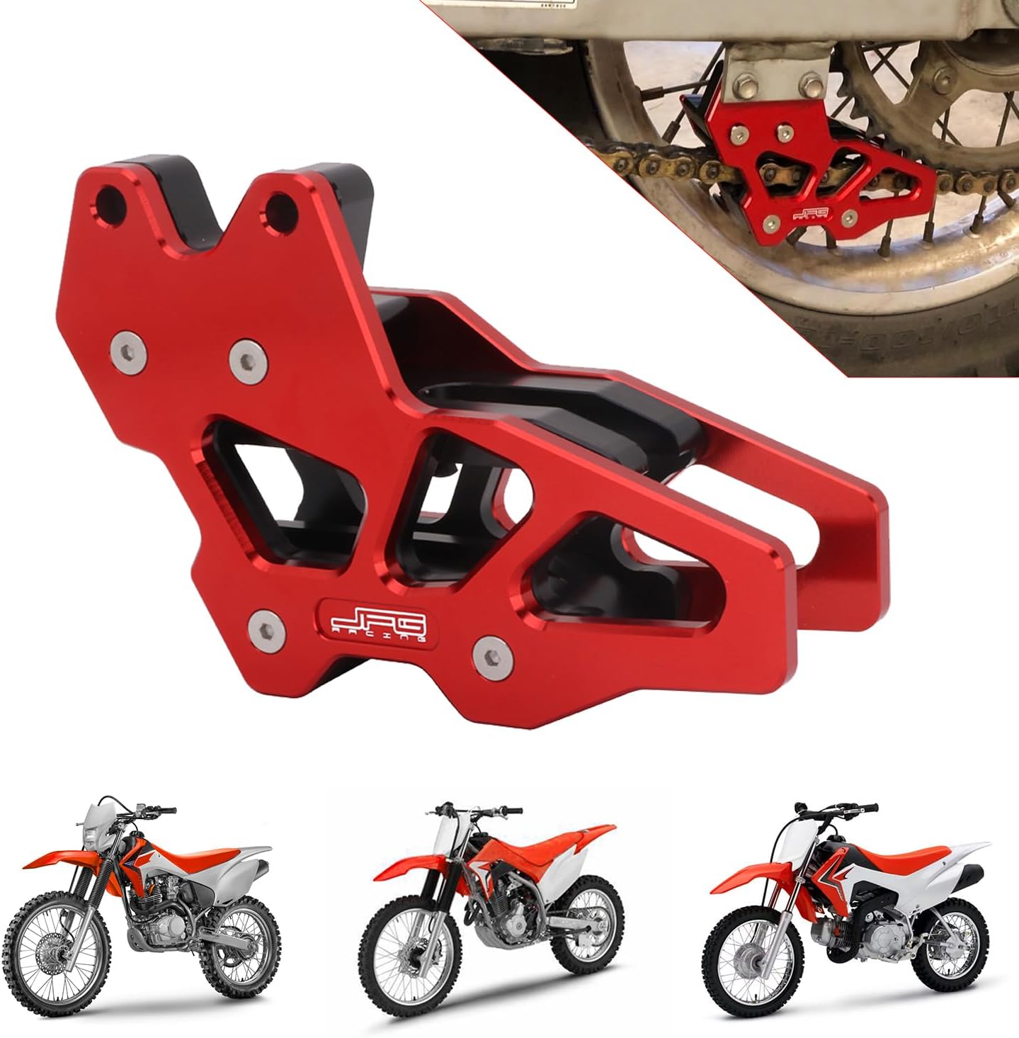 AnXin Motorcycle Chain Guide Guard Protector CNC for CRF150F 2003-2009 2012-2017 CRF230F 2003-2017 2019 CRF250F 2019-2023 Dirt Pit Bike Red