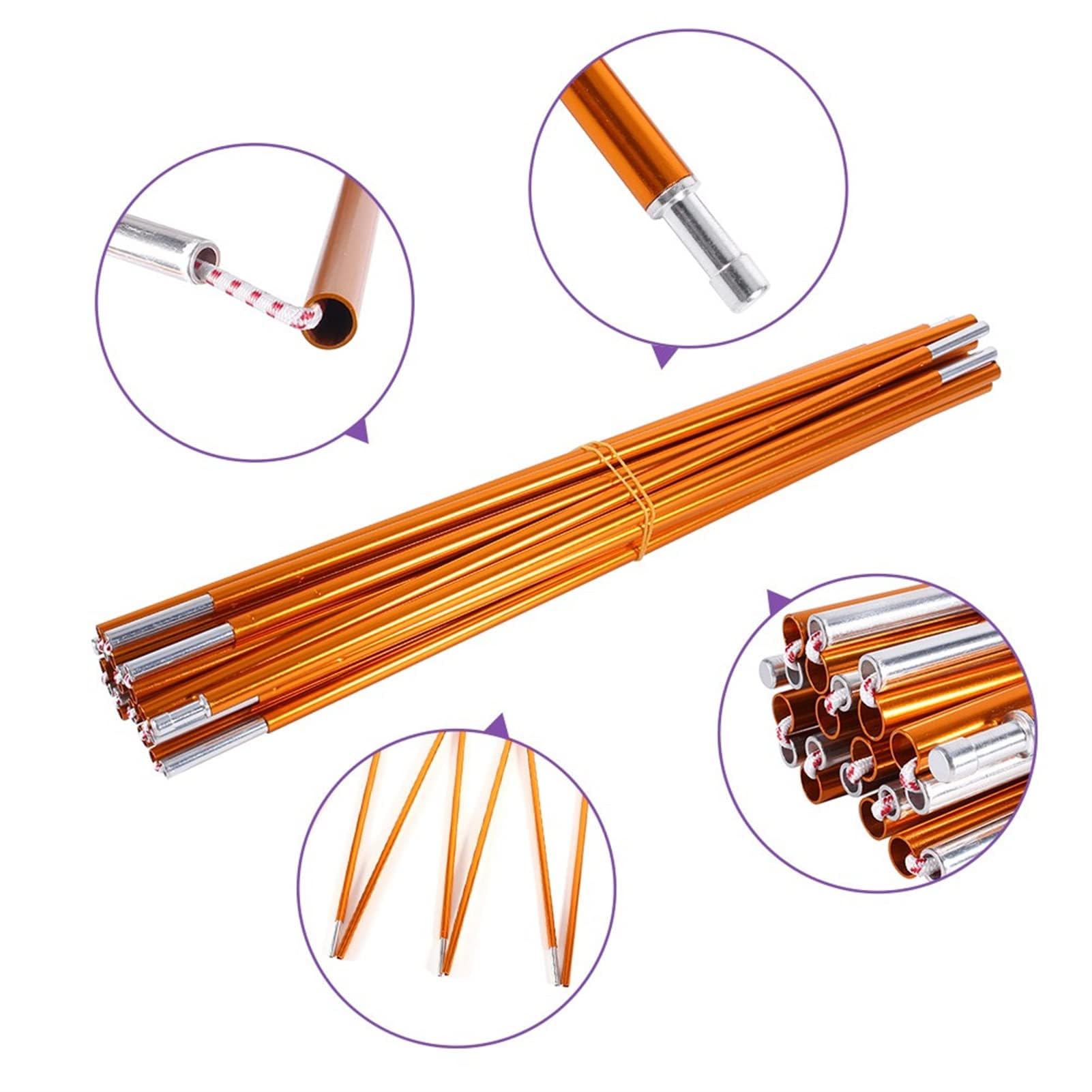 Kit de remplacement pour mât de tente, Durable et léger, Accessoires pour camping, Poteau de tente for randonnée, camping, bivouac