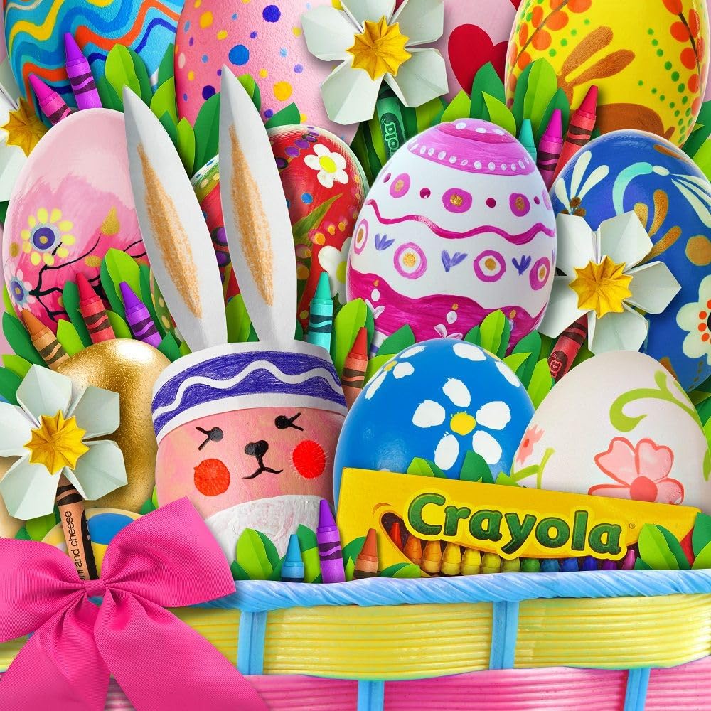 Springbok 500 Piece Jigsaw Puzzle - Crayola's Colorful Easter Eggs - Family Activity for Easter - Colorful Unique Cut and Precision Fit Pieces - Finished Size 20" x 20"