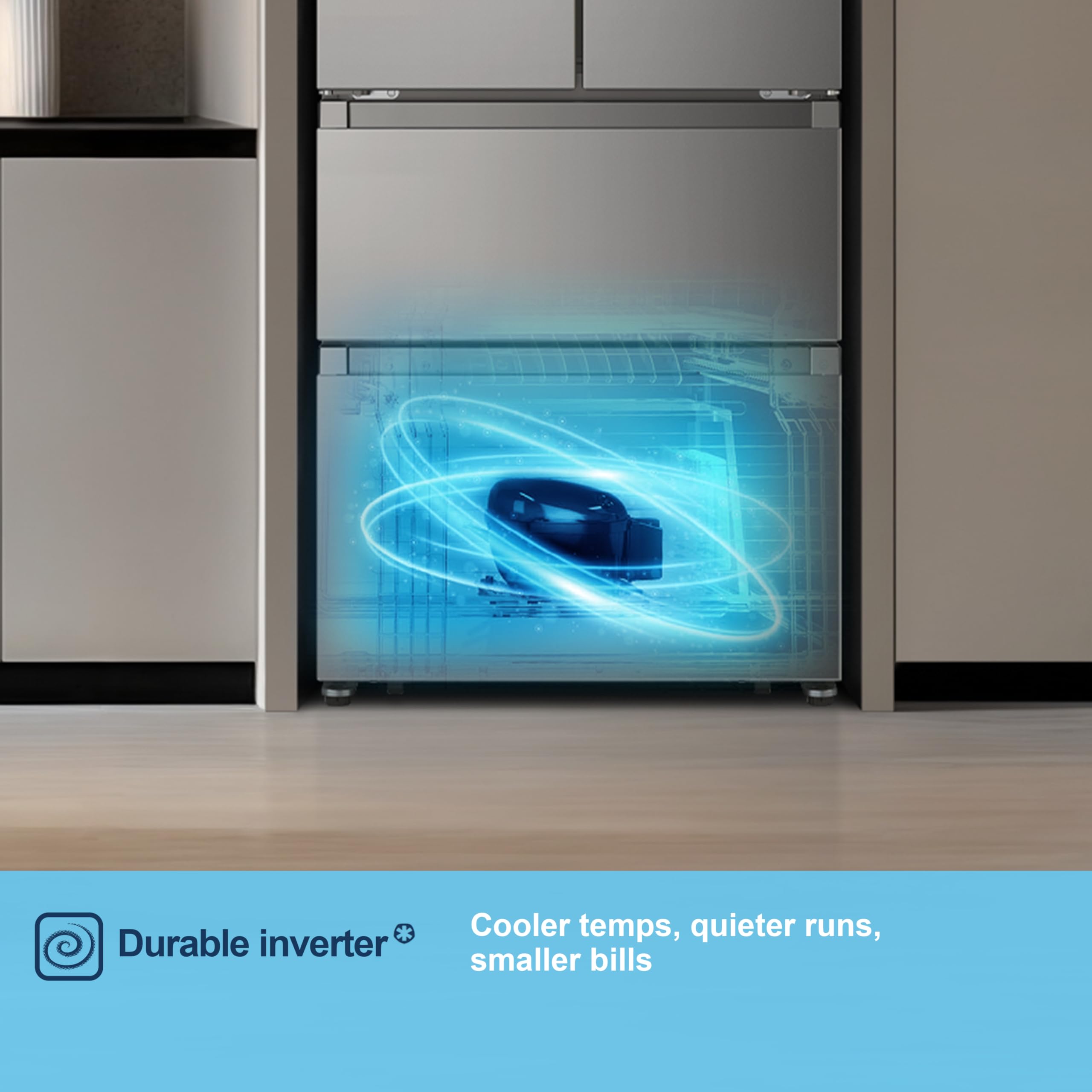 Fridgemaster MF70450ES French Door Fridge Freezer 485L, Total No Frost, Silver, 69.4D x 70.4W x 200H cm, E Rated — view 7