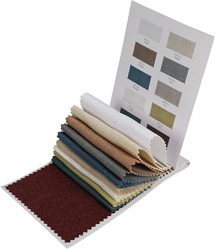 ChadMade Folleto de muestras de tela, tela de lino de poliéster ligero, 10 colores incluidos, colección Hess