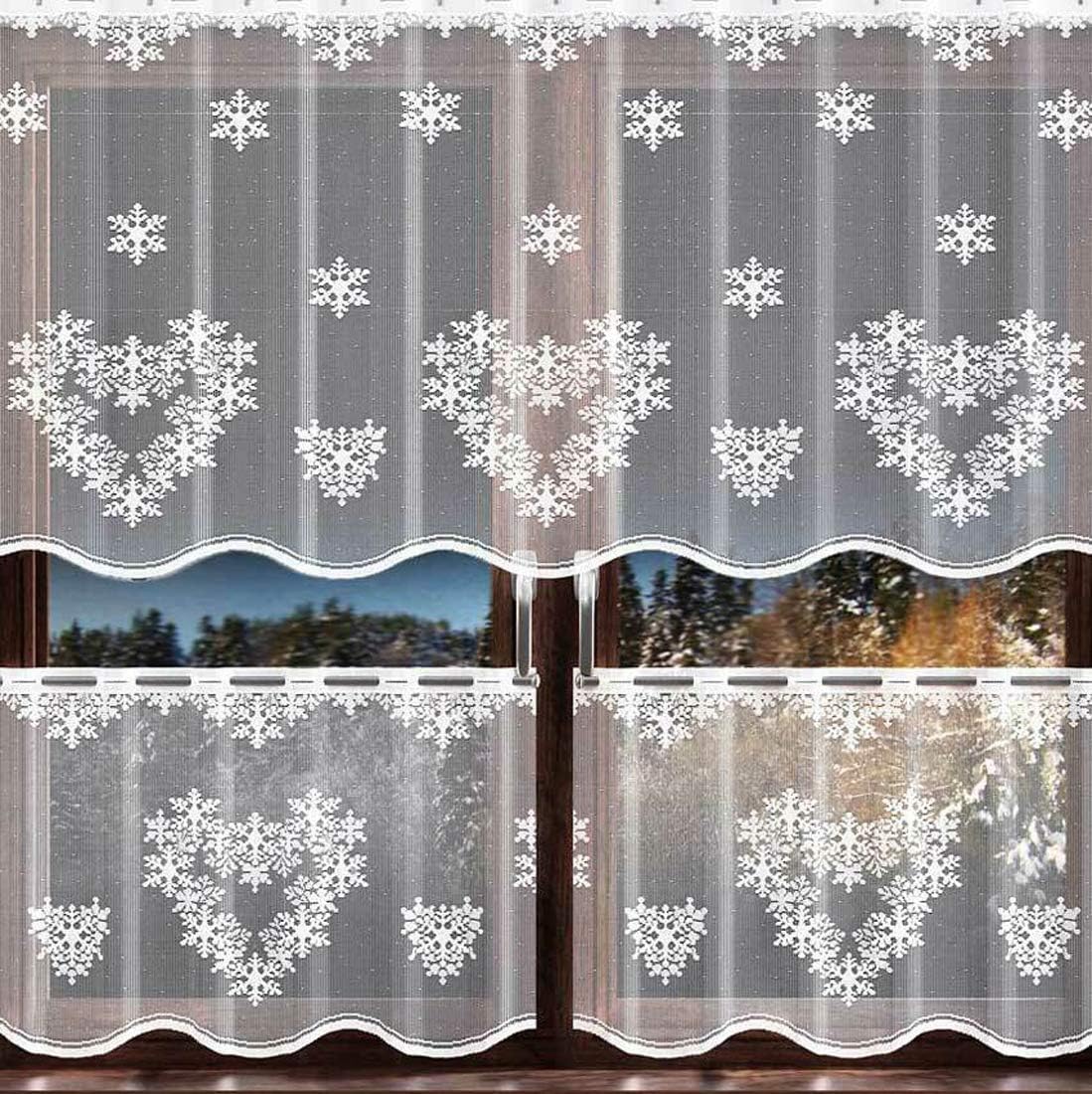 MforStyle White Kitchen Cafe Net Curtain READY TO HANG Dandelions WIDTH ...