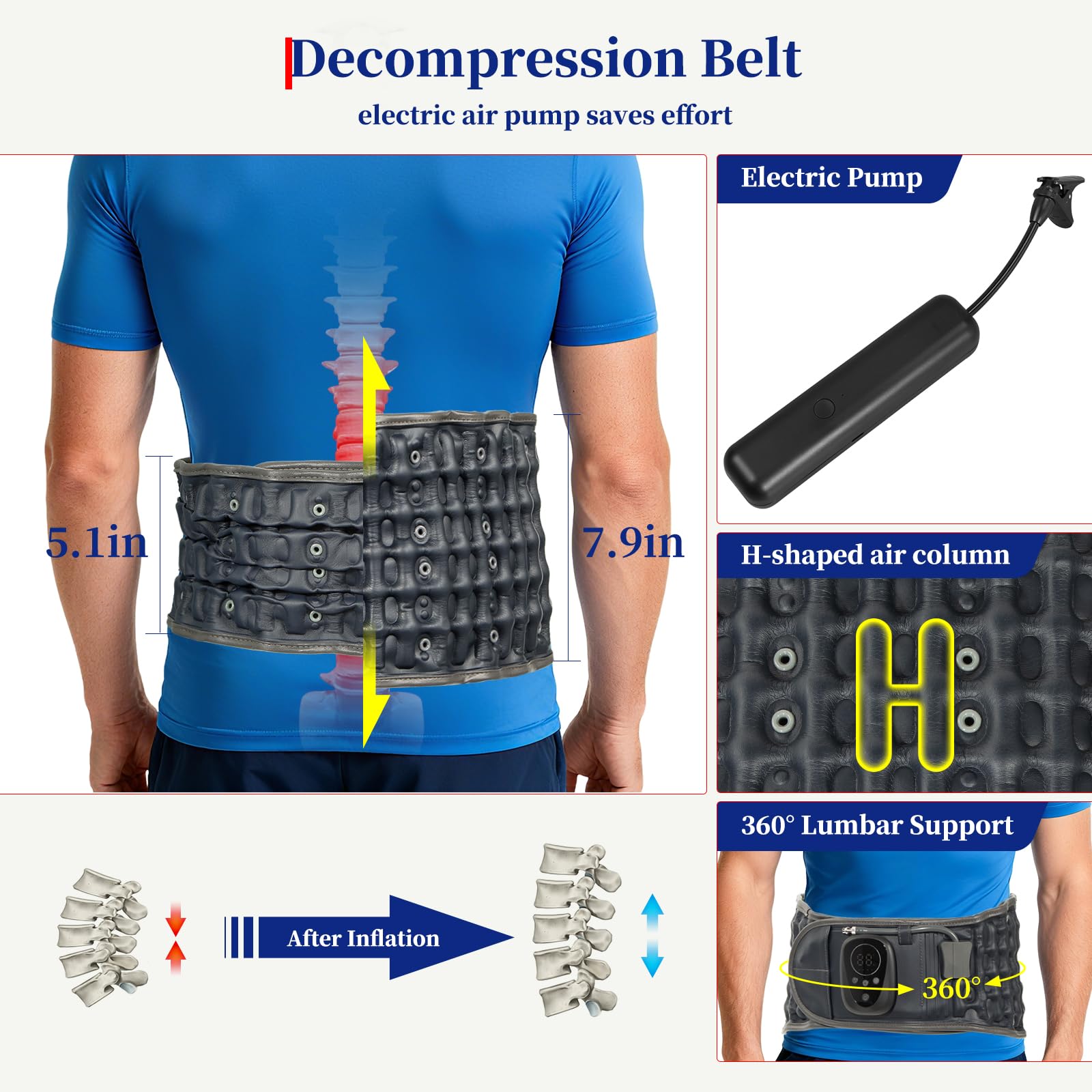Ceinture Lombaire Chauffante HONGJING - Soulagement Immédiat Du Mal De Dos - Unisexe - Gris