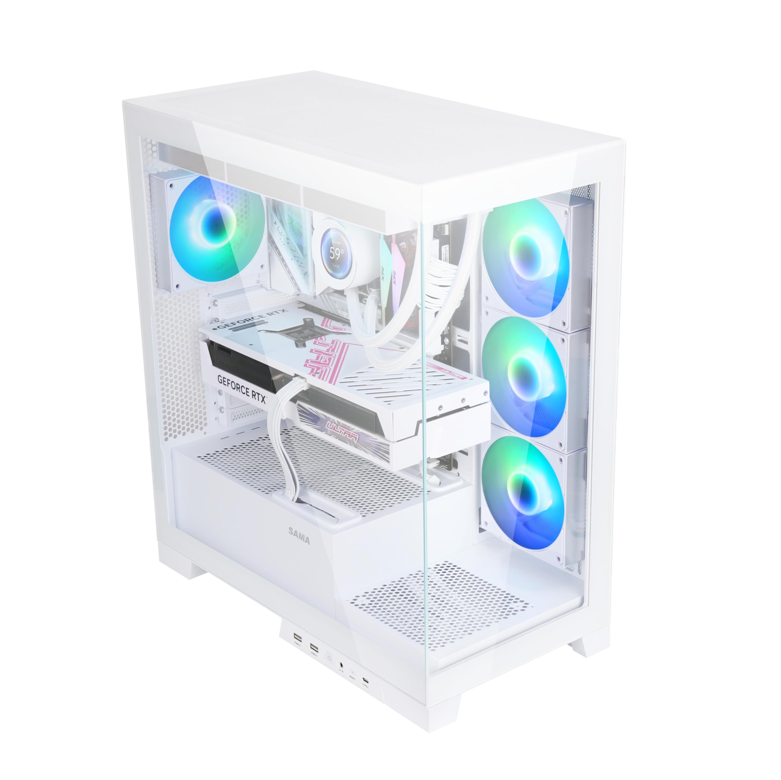 Buy ATX Computer Case Tempered Glass Mid Tower USB 3.0 Type C Micro