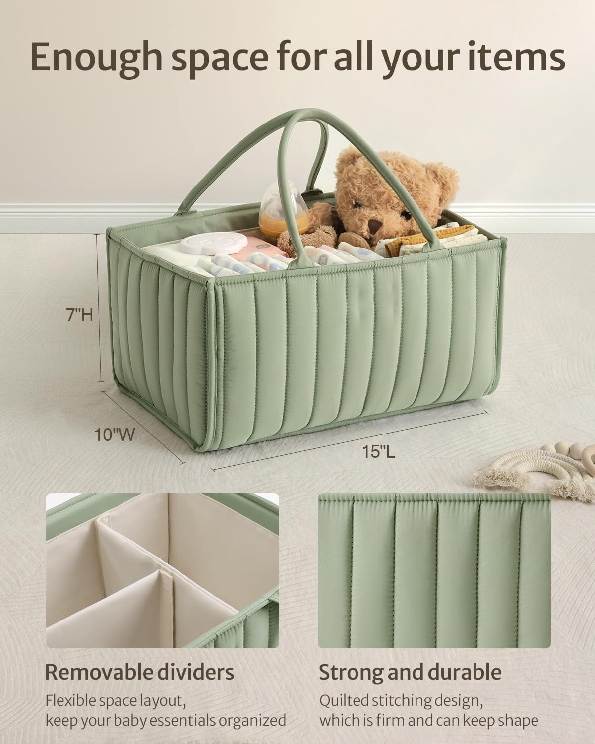 Clefairy Baby Diaper Caddy Organizer, Soft Nursery Storage Basket for Changing Station Girl and Boy - Baby Registry Must Haves, Newborn Essentials - Gift for Baby Shower, Car Caddy Organizer - Image 3 thumbnail