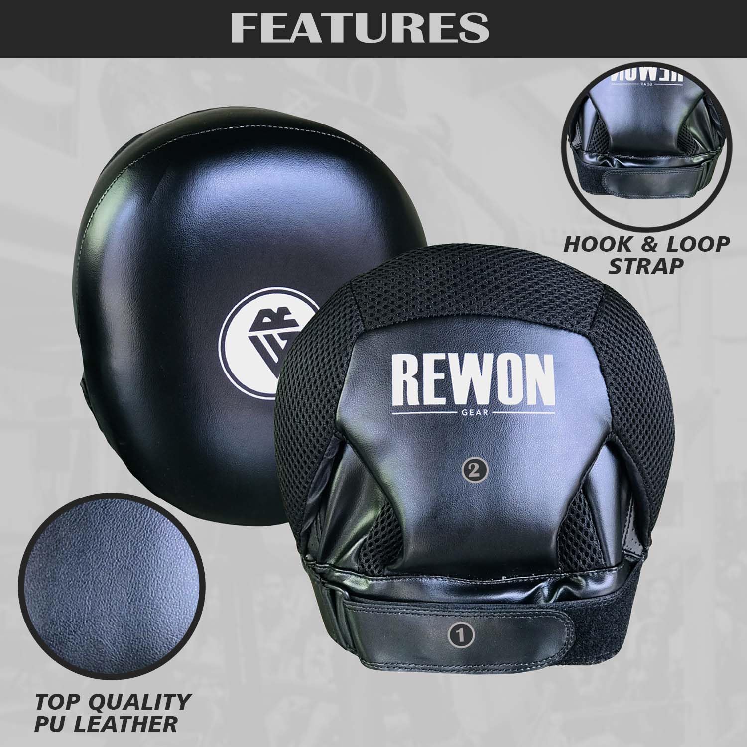 REWON Boxpratzen handpratzen pratzen Boxen Schlagpolster Focus Mitts für MMA Kickboxen Kampfsport Thaiboxen Karate Boxpolster Stoßdämpfung Handpolster
