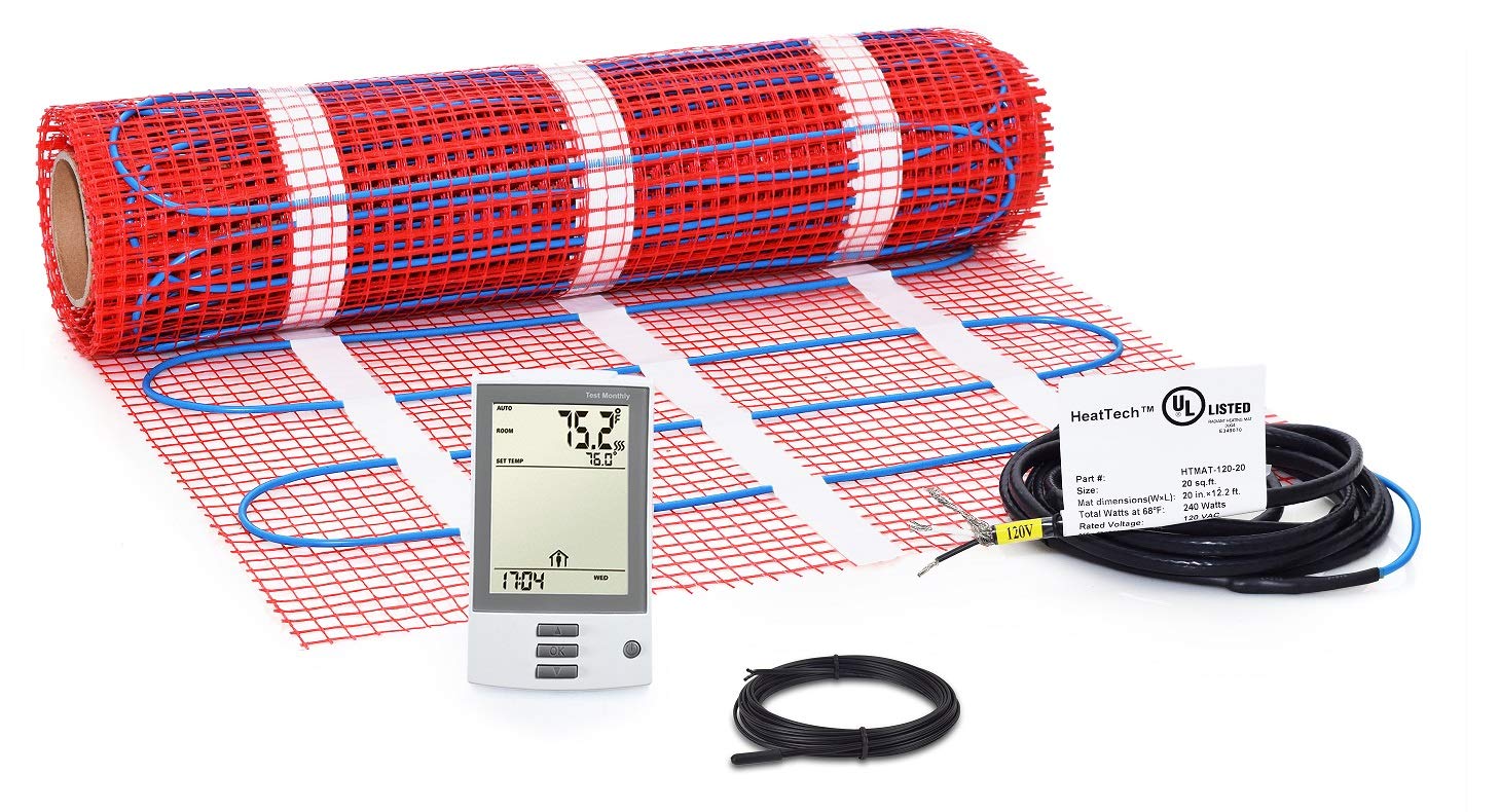 Buy 20 sqft Mat Kit, Electric Tile Floor Heating System with GFCI