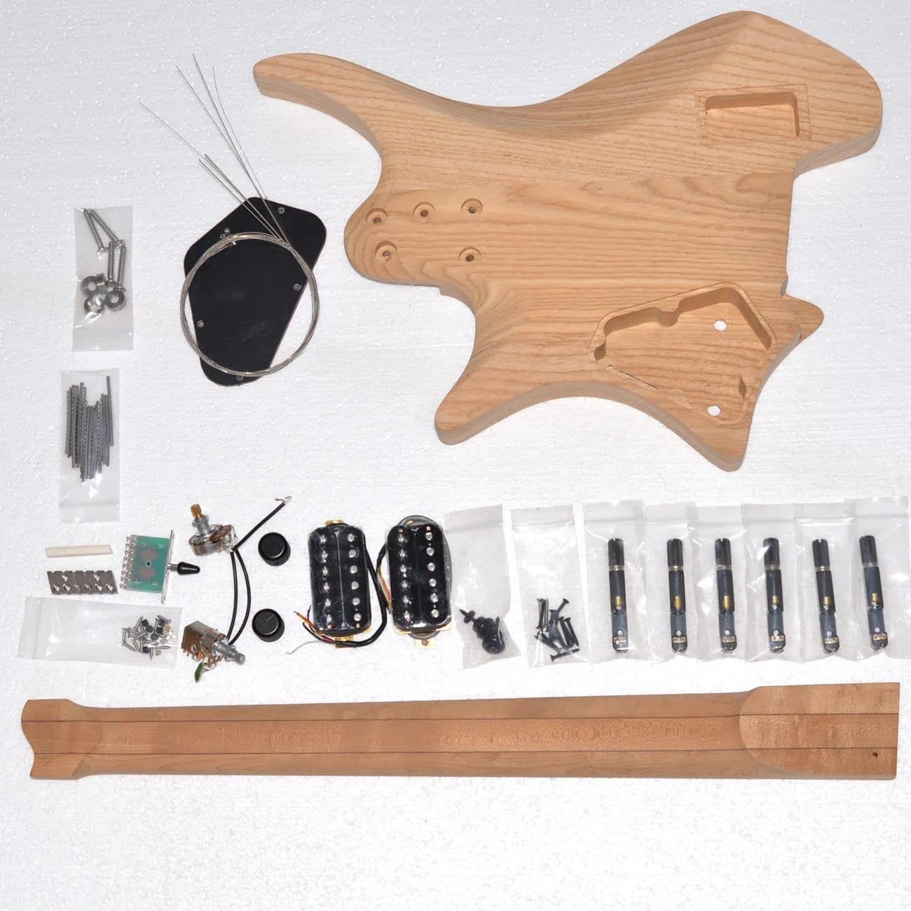 Korpus Gitary 37 Cali DIY 6 Stings Headless Electric Guitar Kit ASH Korpus Z Mahoniu Gryf Klonowy(Style 1)