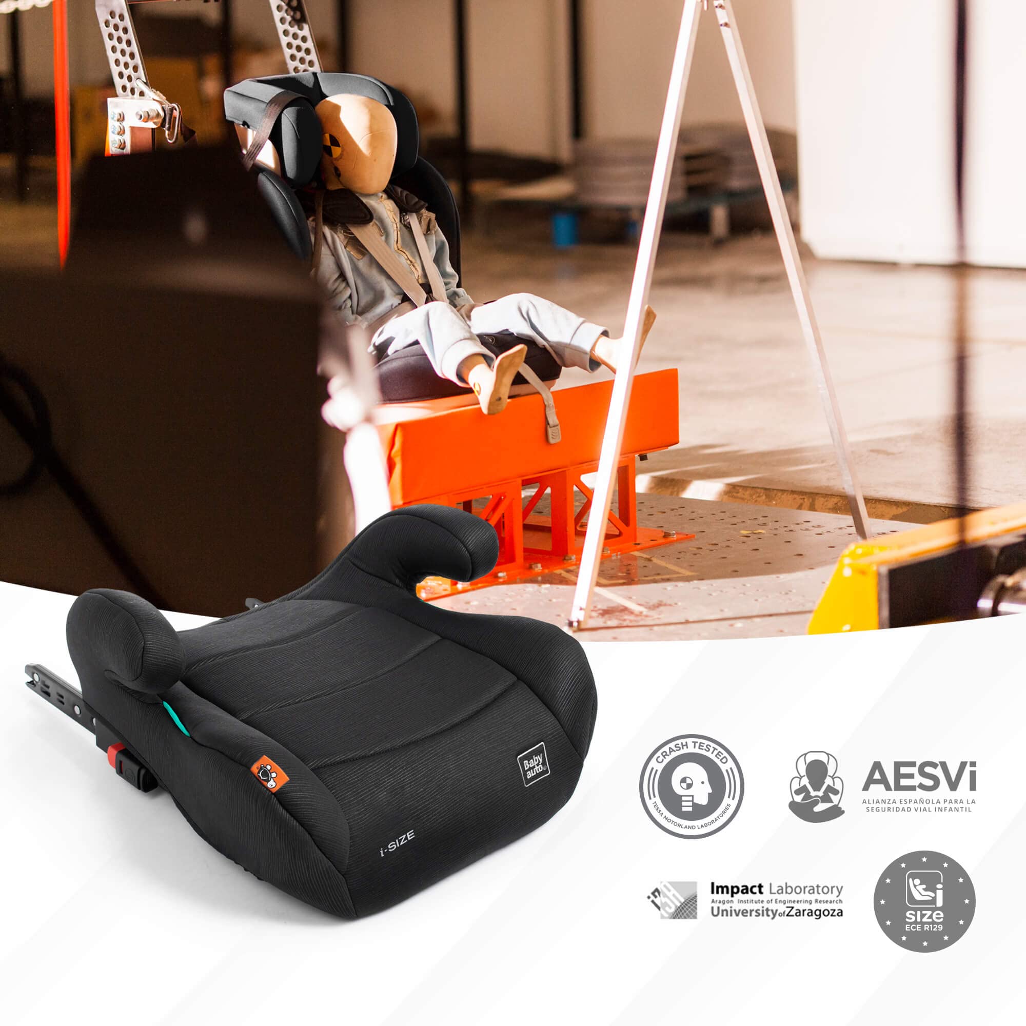 BABYAUTO Sitzerhöhung Auto Kinder ISOFIX, ECE R129 Kindersitzerhöhung Sitzschale Auto, Gruppe 3 (22-36kg/5-12 Jahre) 125-150 cm iSize, Extra Gepolstert für mehr Komfort, Schwarz