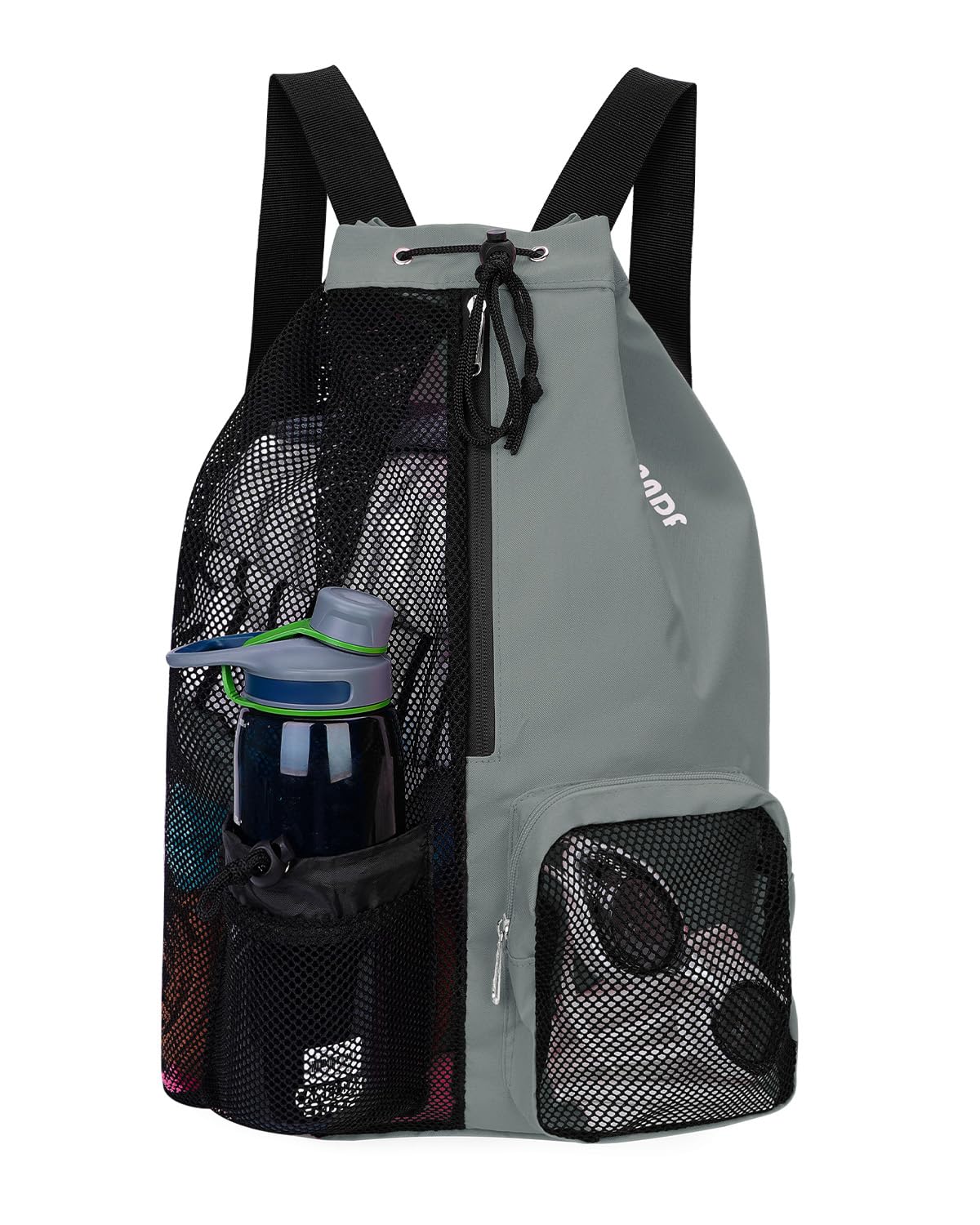 WANDF Swim Bag Mesh Drawstring Backpack with Wet Pocket for Swimming, Gym, and Workout Gear